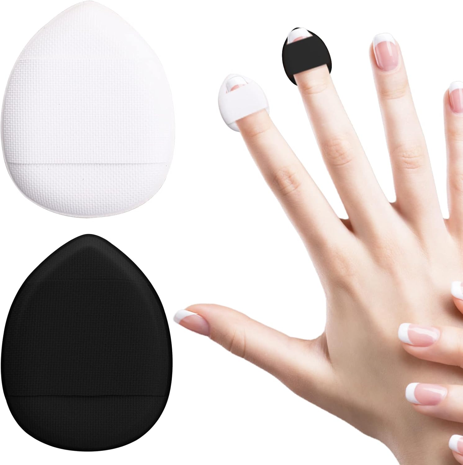 Sibba 2pcs Loose Powder Puffs Makeup Setting Triangle Face Pillow Beauty Blender Cute Cosmetics Portable Finger Holder Strap Sponge Small Head Storage Foundation Puff Soft Cover