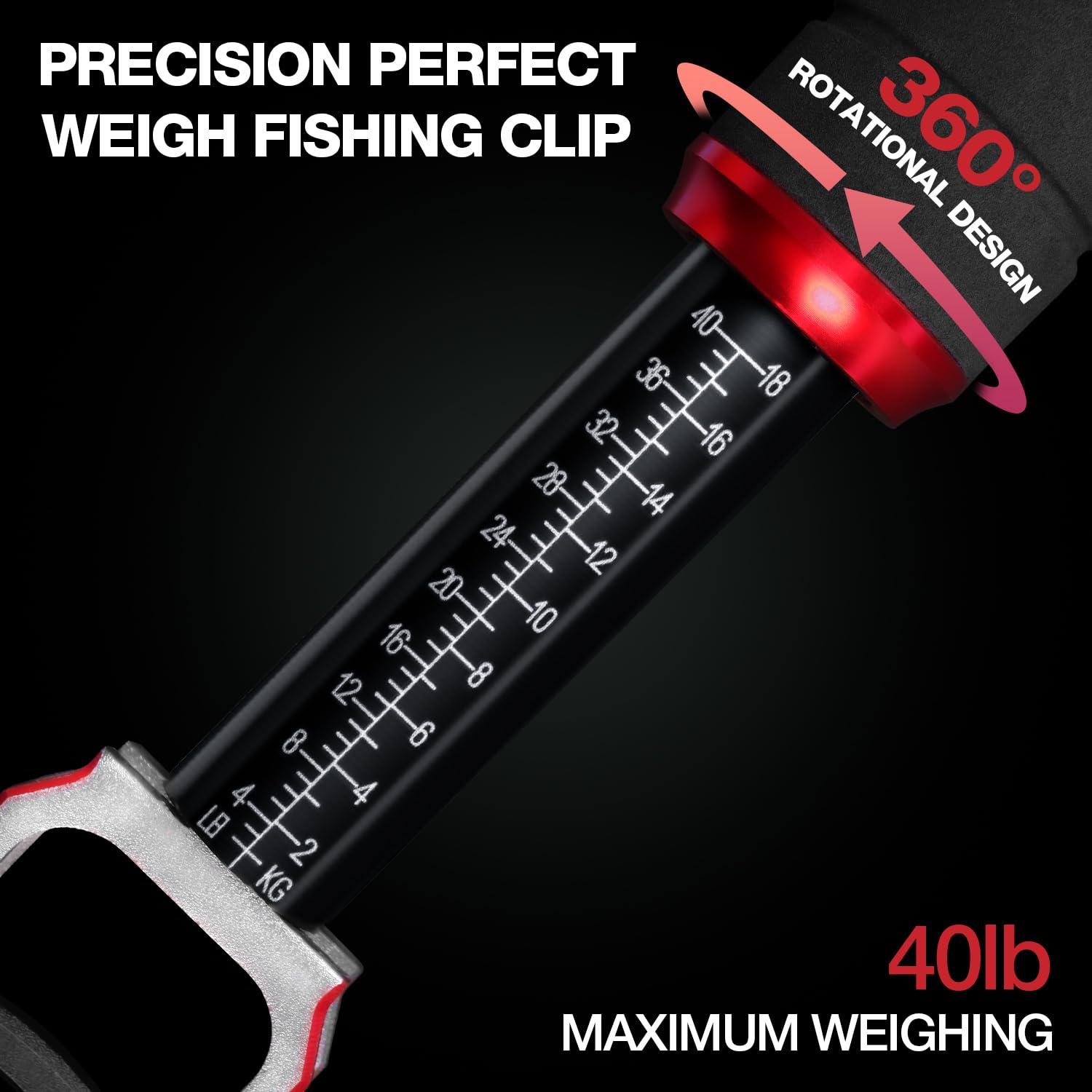 Ghosthorn 11" Aluminum Alloy Fish Lip Gripper with Scale - 40lbs Saltwater Fishing Grabber Tool, 360° Swivel Non-Slip Handle, Corrosion-Resistant Fish Holder for Caught Fish, Fish Control Tackle