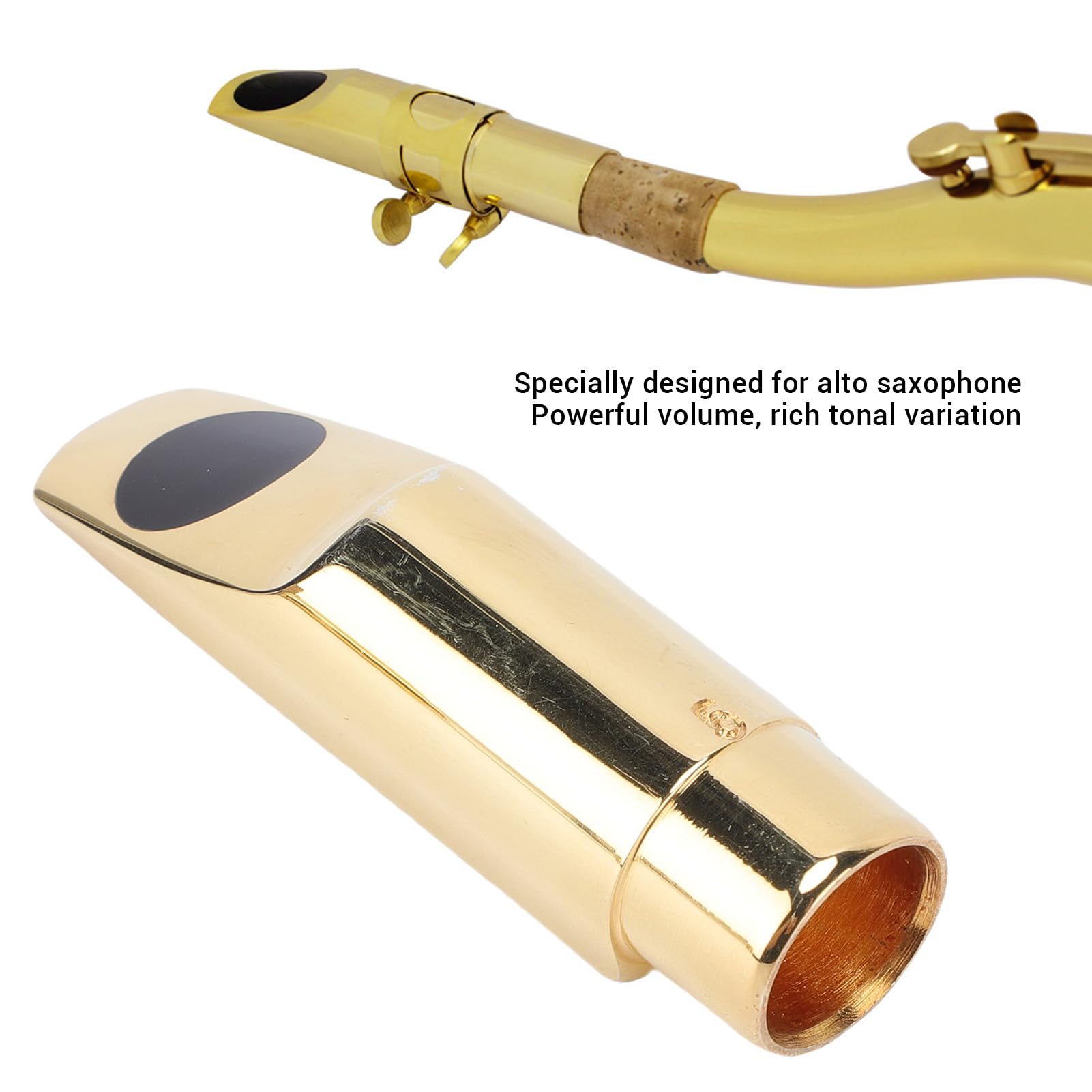 Bocchino Sassofono Soprano Set, Bocchino Saxofono Sax di Ottone con Cuscinetto di Ligatura del Cappuccio per Prestazioni 5#