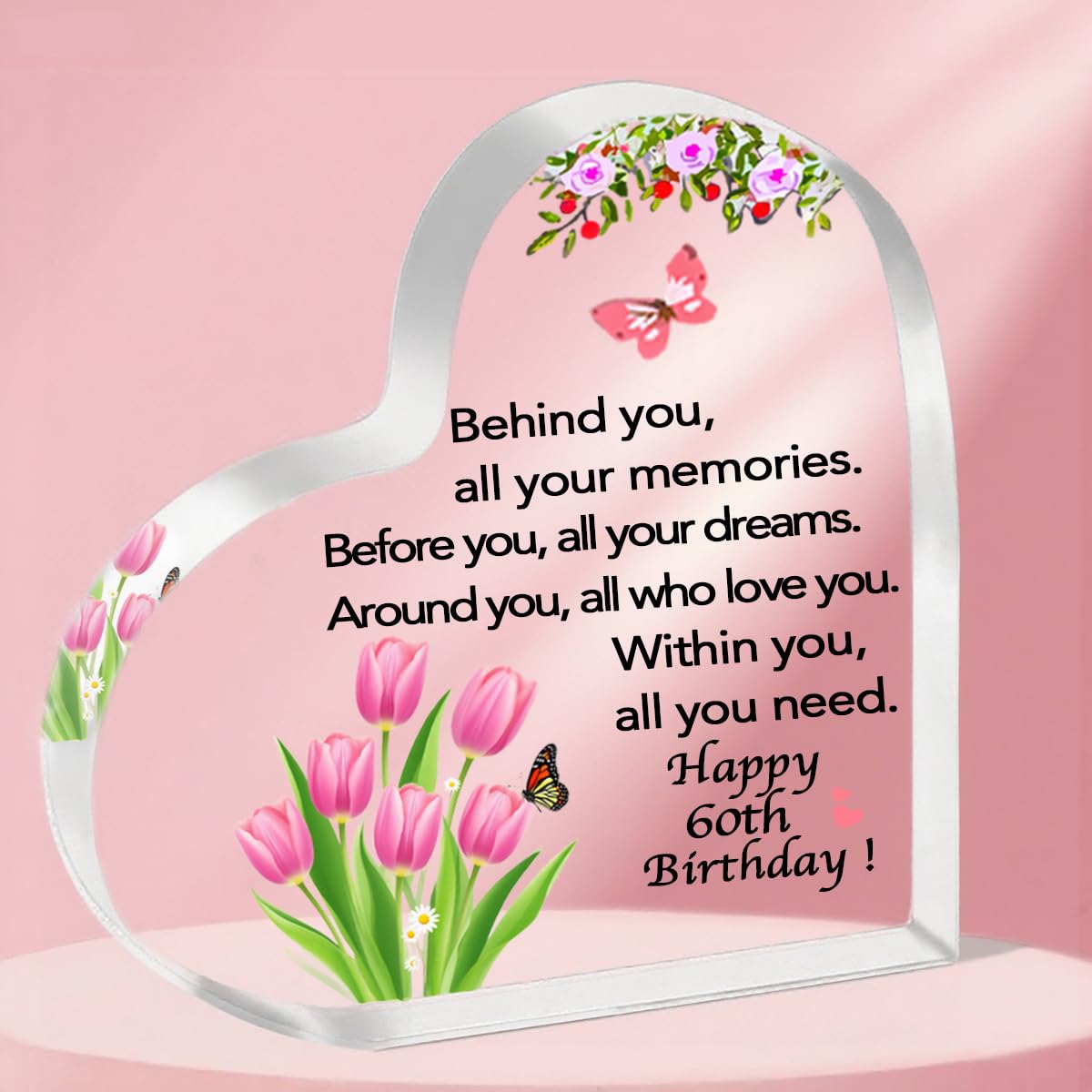 ToVii 60th Birthday Acrylic Plaque Keepsake - Unusual 60 Year Old Milestone Present for Women - Special Surprise for Mum, Sister and Friend
