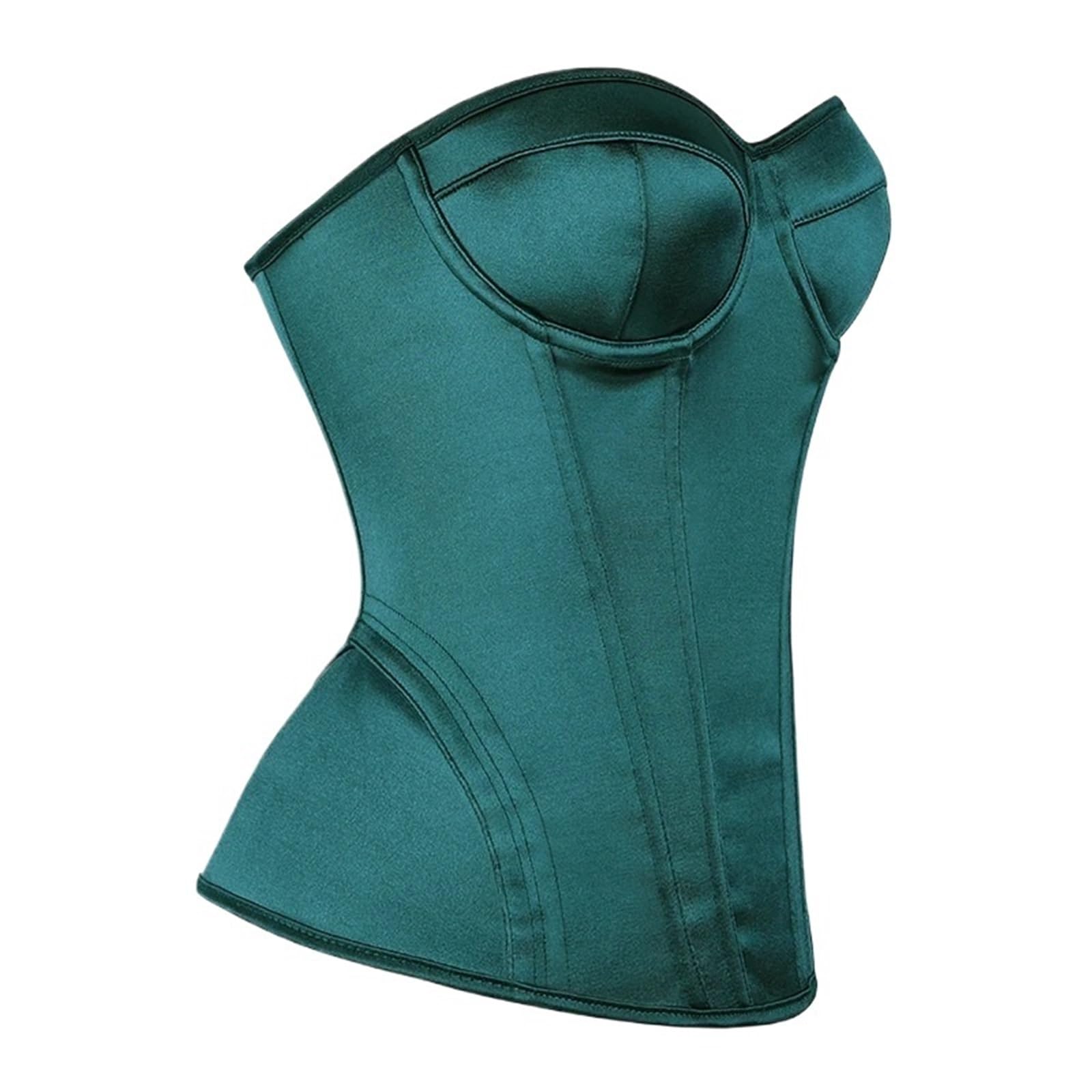 Camiseta Encaje Fishbone Corsé Elegante for Mujer, Top sin Tirantes con Sujetador, corpiño Moldeador de Cintura Cordones Transpirables, Control Barriga