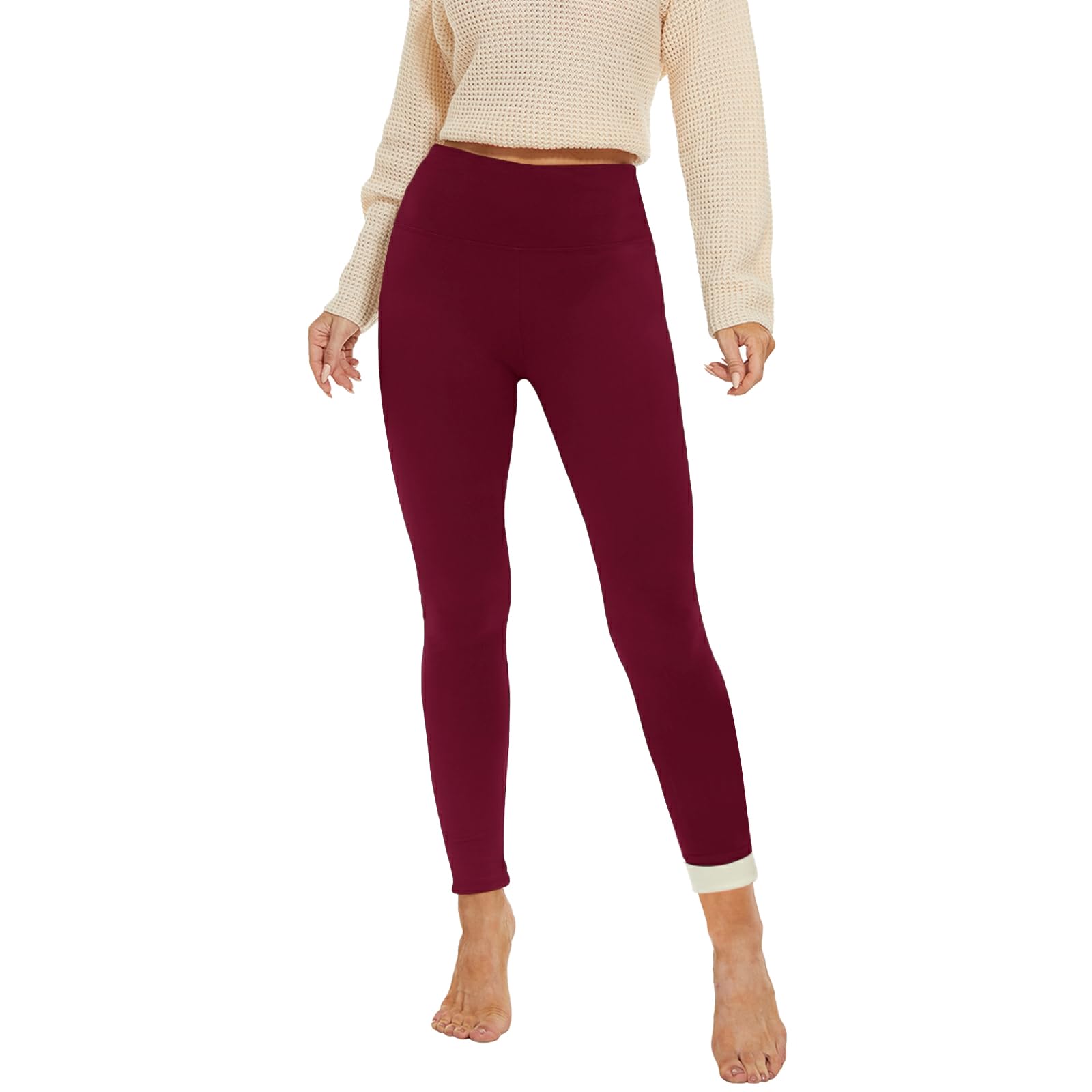 AMIYOYO Thermo Leggings Damen Gefüttert Leggings Fleece Thermohose Verdickte Plüsch Leggins Blickdicht Samt Thermounterwäsche Warm Strumpfhose Winter