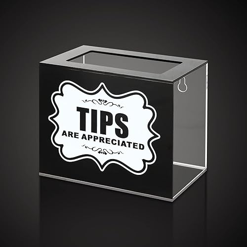 Miniatura 5 de CiaoHER Acrylic Tip Collection Jar Donation Suggestion Box for Money Storage Container (6" W x 5" H x 4" D)