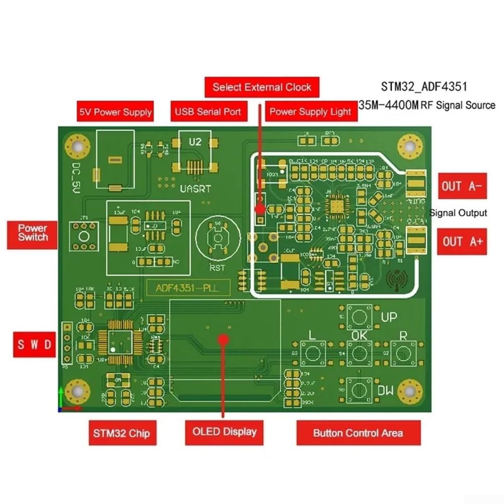 Module générateur de signal RF ADF4351 personnalisable avec écran OLED, prend en charge les fréquences de 35 MHz à 4 4 GHz
