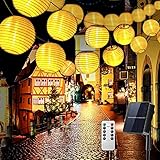 【Solarbetriebene Lichterkette mit automatischer Ein- / Ausschaltfunktion】Solar-Lichterketten mit neuem Solarpanel und eingebautem wiederaufladbarem 1,2-V-800-mAh-Akku. Die Solarzellen wandeln die Sonnenenergie in Strom um und laden die Batterien tagsüber auf. Nachts können sie bis zu 12 Stunden leuchten, wenn sie zuvor vollständig aufgeladen wurden. Die LED-Außenleuchtenkette ist energiesparend und umweltfreundlich und hat eine integrierte Lichtsensorfunktion