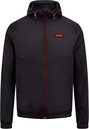 Fuel For Fans F1 Collection Men's Formula 1 Windbreaker Jacket, Black, Black, L, Black/White, L, Black / White, L