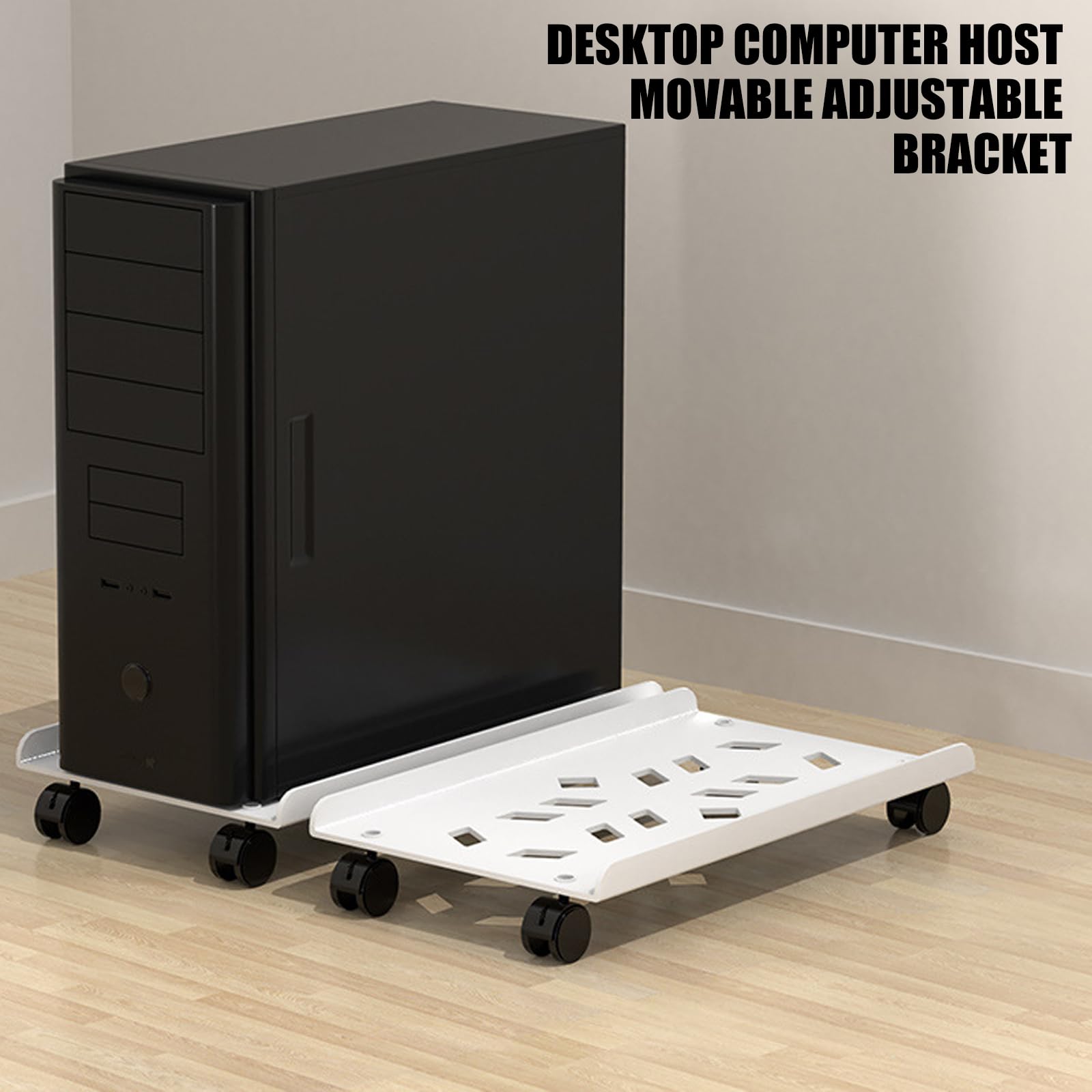 Supporto a torre per computer, supporto sotto la scrivania, supporto per CPU, rialzi da pavimento con 4 ruote per case del computer