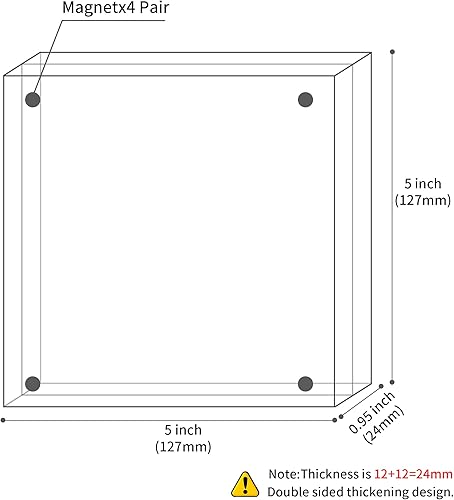 Vista 53 de Marco de fotos acrílico de 4 x 6 pulgadas, marco de fotos magnético transparente de 4 x 6, marcos de fotos de escritorio sin marco de doble cara