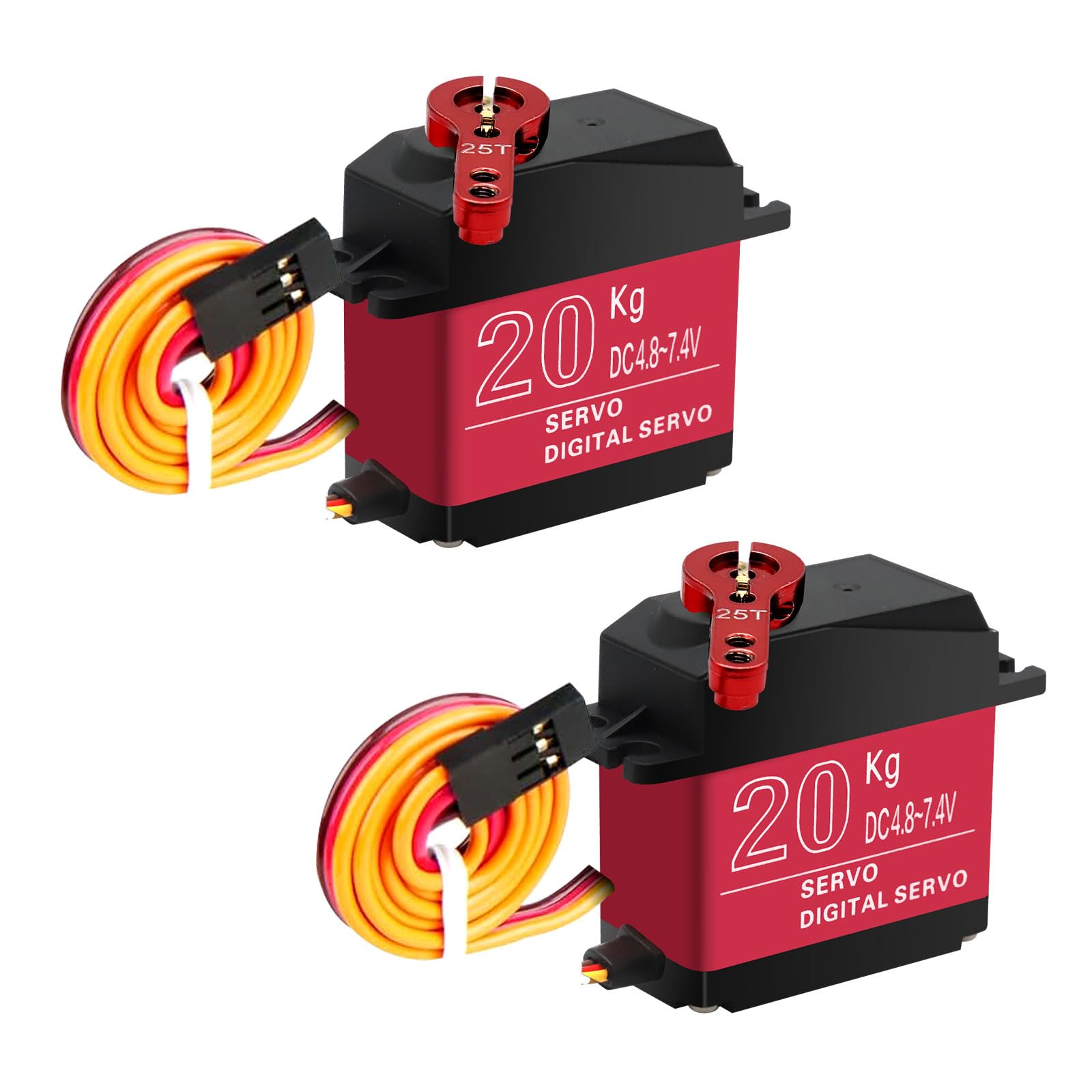 Servo - Servo motore digitale, 2 pezzi, 20 kg, servomotore digitale, in rame, in metallo, servo radiocomandato, per elicotteri RC, robot, barca RC per Arduino