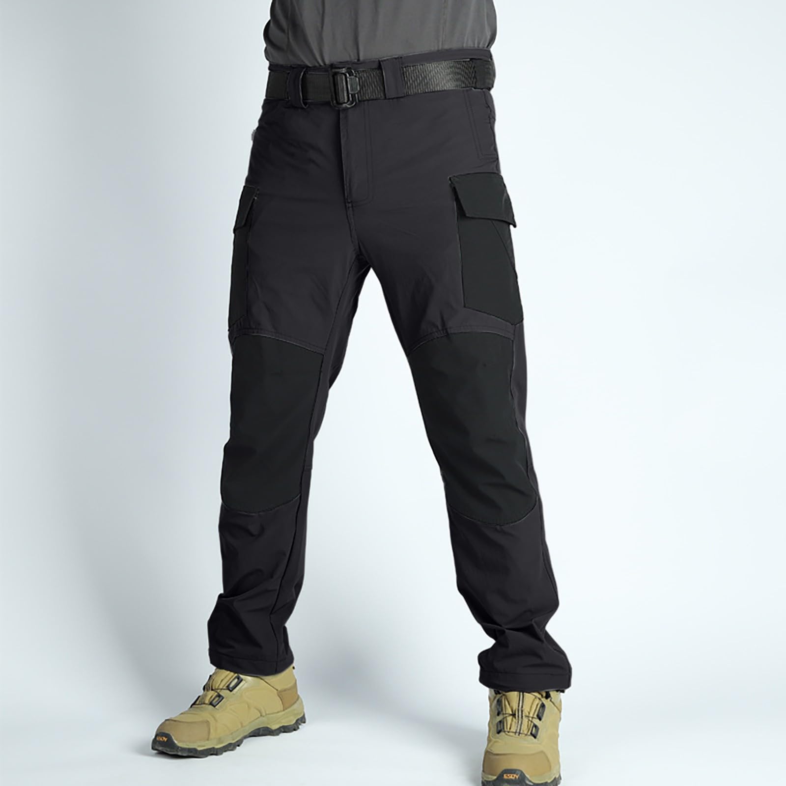 TOFOTL Pantaloni Lavoro Tasche, Pantaloni Uomo Cargo Elastici in Vita, con Tasche per Ginocchiere, Tasche Multiple, Tessuto Confortevole, Usura Esterna Resistente E Durevole