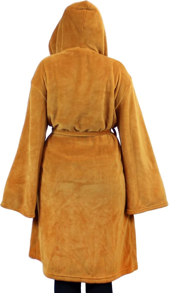 Peignoir à Capuche Star Wars Yoda – Polaire Beige Unisexe Adulte – Manches Longues, Fermeture Nouée – Produit Officiel