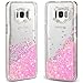 Galaxy S8 Case, Caka Galaxy S8 Glitter Case Luxury Bling Flowing Liquid Floating Glitter Sparkle Love Heart Case for Samsung Galaxy S8 - (Pink)