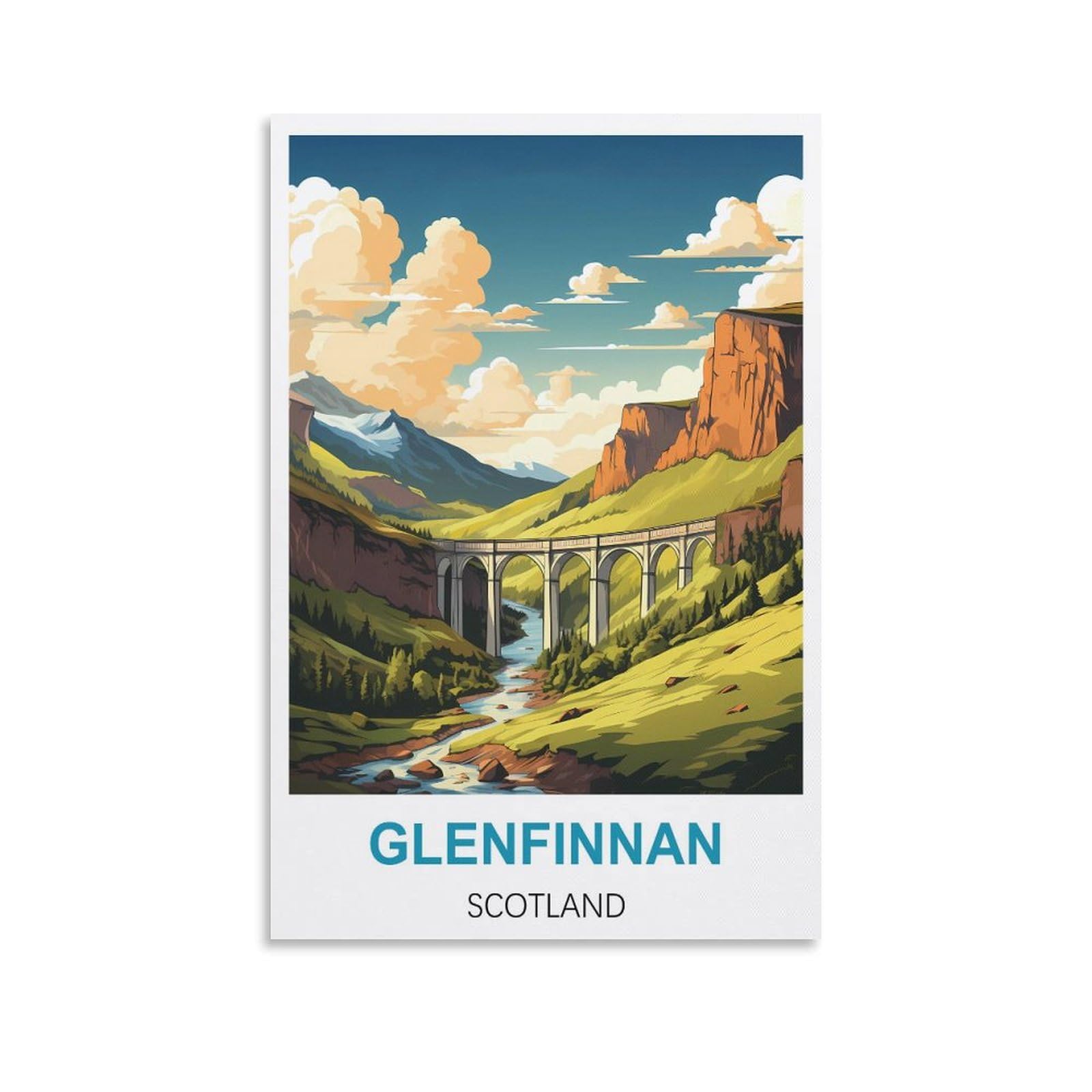 EZMLFA 5D Diamond Painting Kits,Glenfinnan Scotlands,Diamond Painting Kits for Beginners Round Full Drill Painting with Diamonds Gem Art for Home Wall Decor 30x40cm