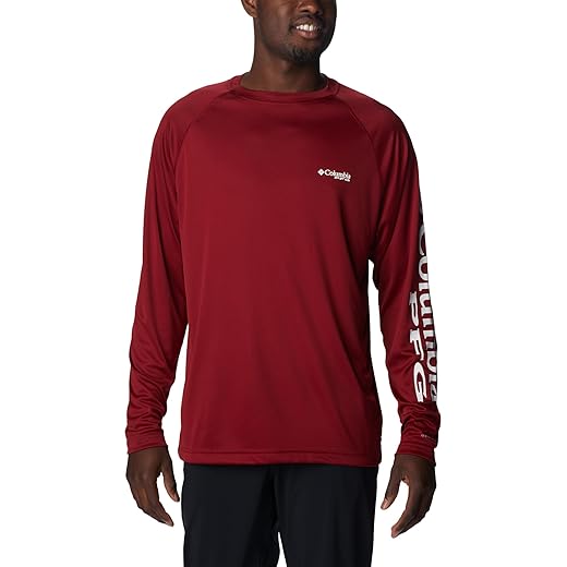 Columbia Men's Terminal Tackle Long Sleeve Shirt, Safari/Key West Logo, Large