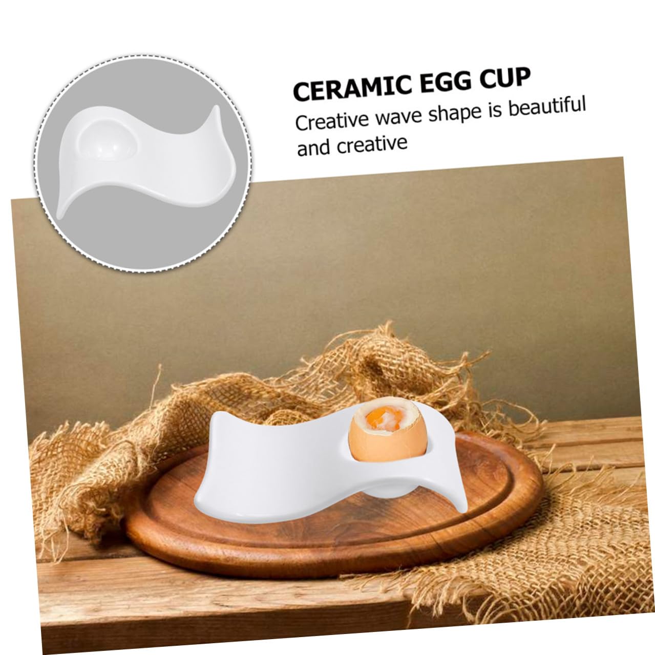 Baluue 6 Pièces Supports à Œufs en Céramique Blanc pour Petit-déjeuner, Coquetiers Pratiques Modernes pour Tenir Œufs Durs et Plateau de Service Élégant