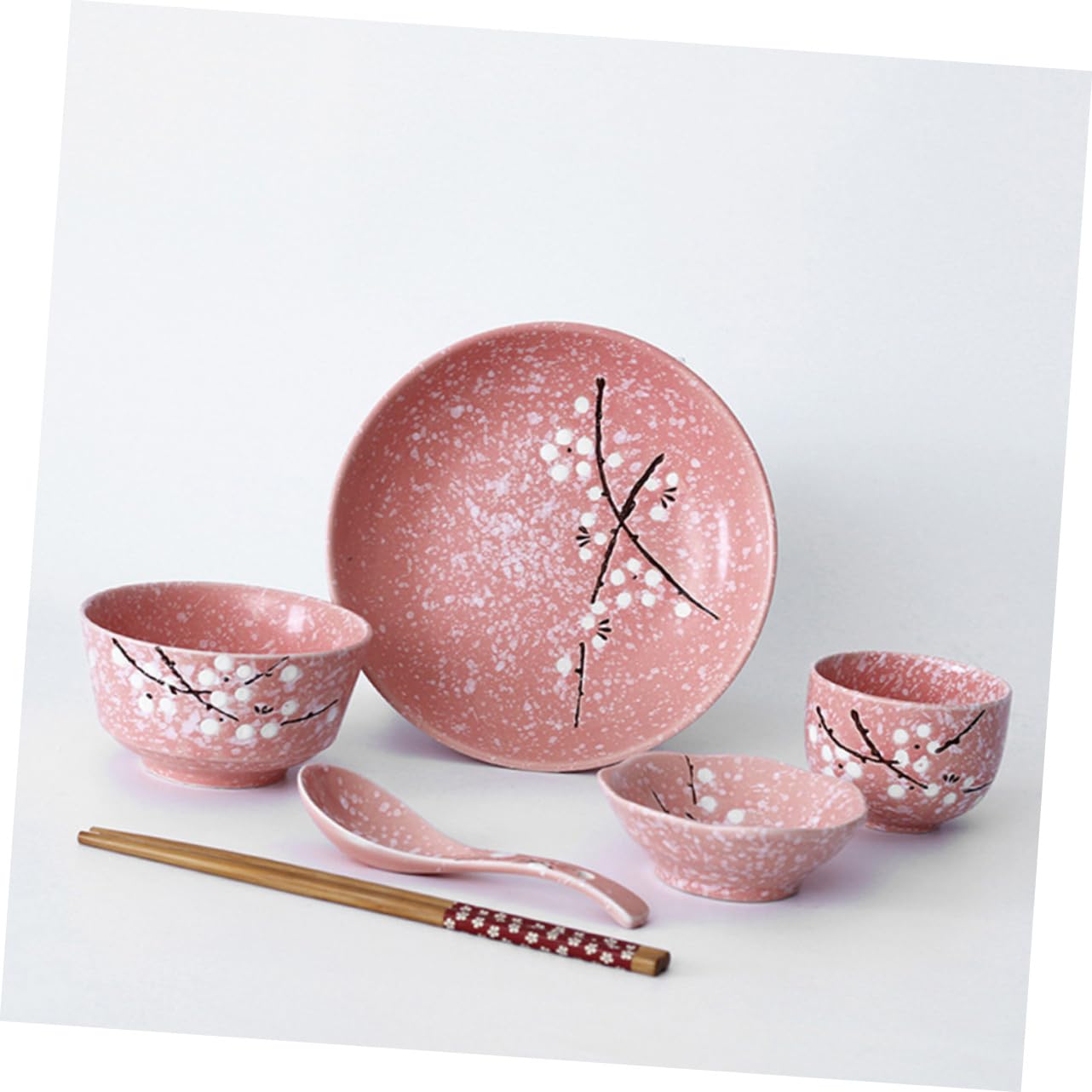Service de Table Japonerie en Céramique Rose, 12 Pièces pour Maison | Style Délicat, Usage Maison ou Restaurant, Ensemble Unique, Finition Rose, Composition Céramique