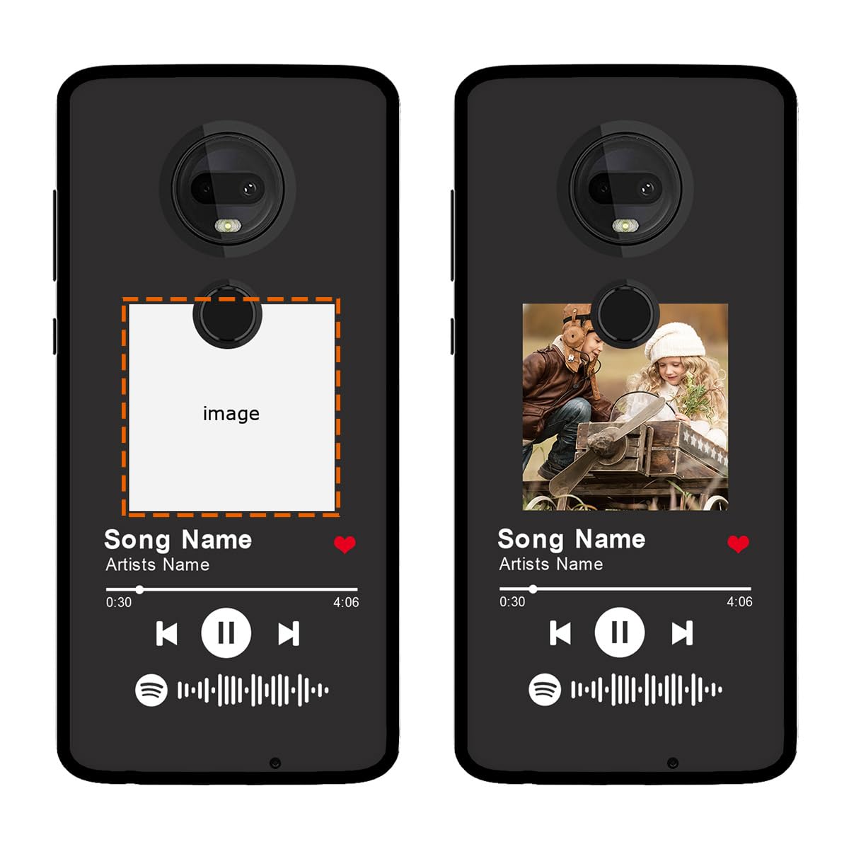 Klsify Custom Spotify Code Photo Phone Case for Motorola Moto G7/G7 Plus Customized Personalized Music Player Song Plaque Image Text Picture Design Shock Protective Black Soft Cover Shell
