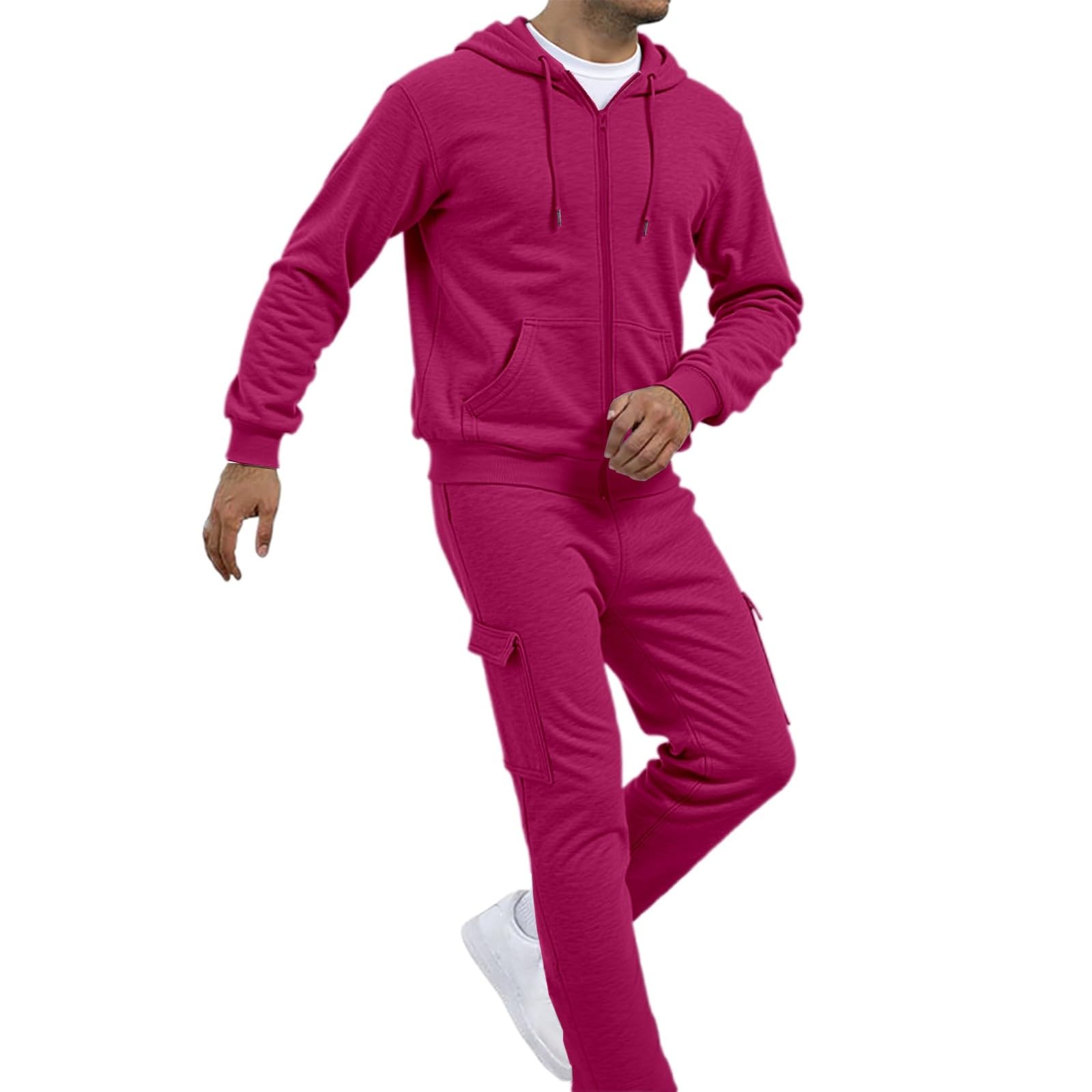 Survêtement Homme 2 Pièces - Coupe Ample, Respirant - Pantalon Jogging + Pull Fitness - Couleur Unie - Taille S-5XL - 6