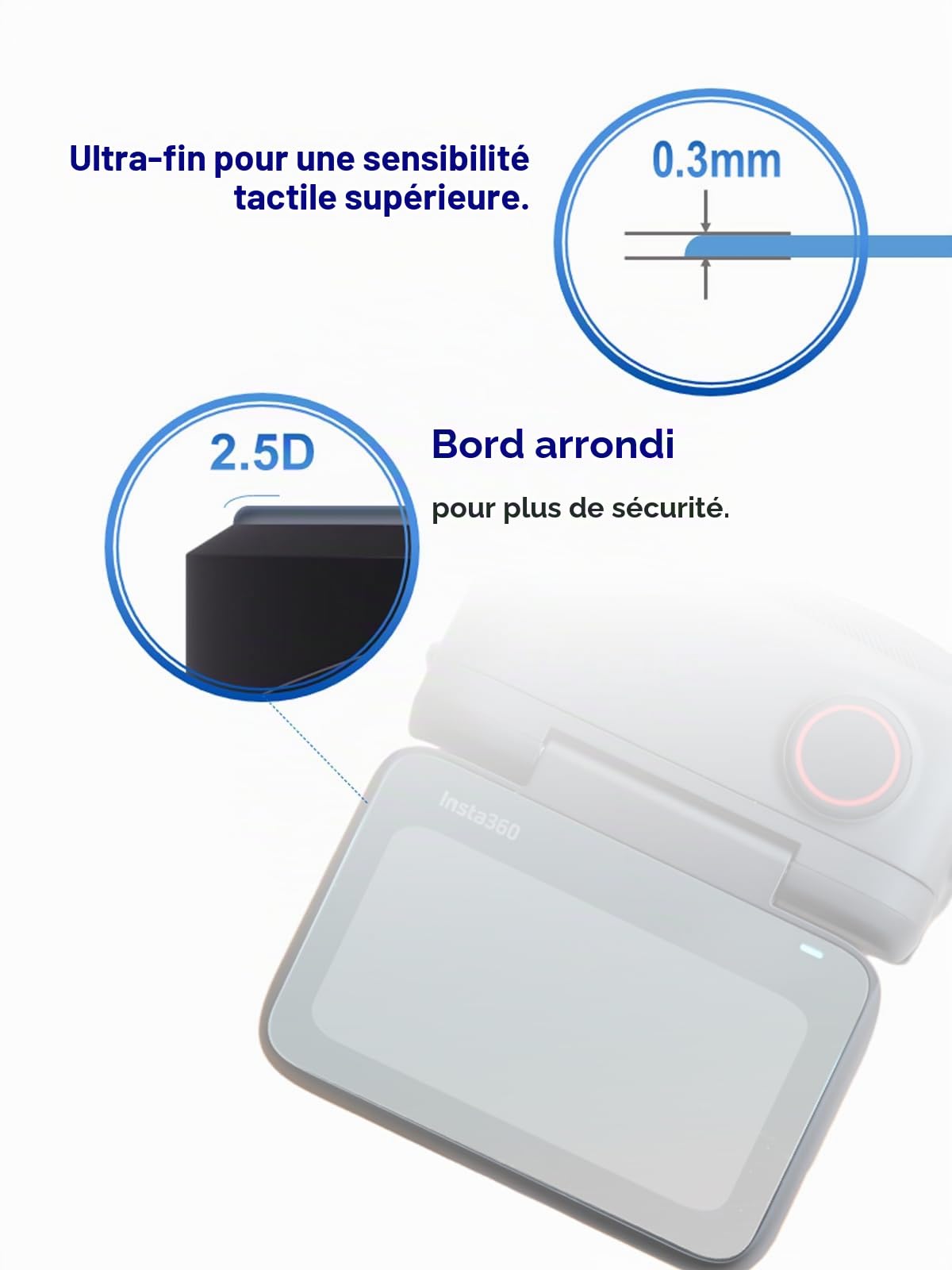 iDaPro Protection d'écran + Objectif Guard pour Insta360 GO3S, Verre 9H | 2 Screen + 1 Objectif + Boîte ABS. Pas pour GO3. 9H Dureté, Anti-rayures, Anti-bulles, Clarté HD, Anti-traces, Pose facile