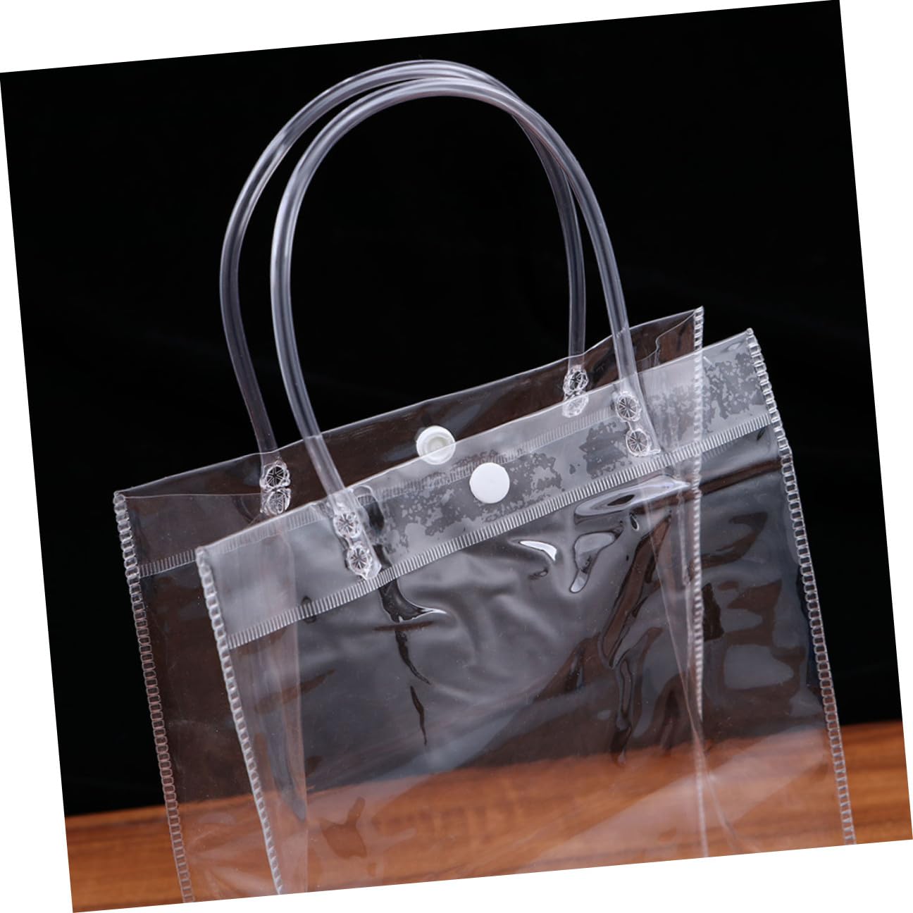 TOGEVAL 24 piezas Bolsas de Plástico Transparentes Reutilizables con Asas Mediano Pack de Unidades para Regalos y Fiestas Resistentes y Fáciles de Usar