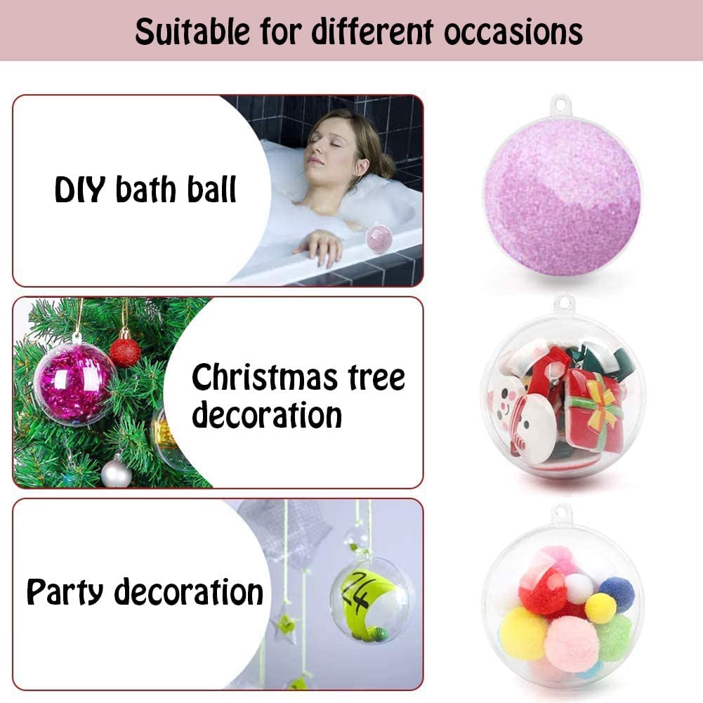 30 Palline Di Natale Trasparenti Fai Da Te In Plastica, 6 Cm Apribili Con Corda, Sfere Riutilizzabili Per Decorazioni Albero, Matrimoni E Festività