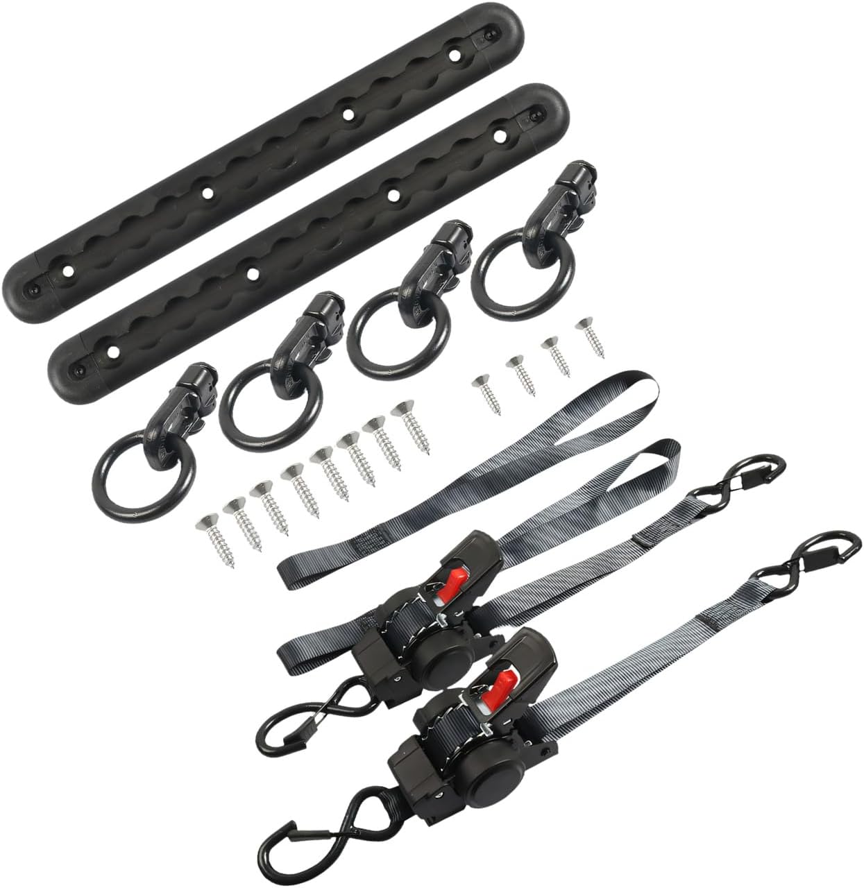 12 Inch Aluminum Track Ratchet Straps Set with Steel Fasteners for Truck Cargo Security Commercial Grade Tie Down Hardware