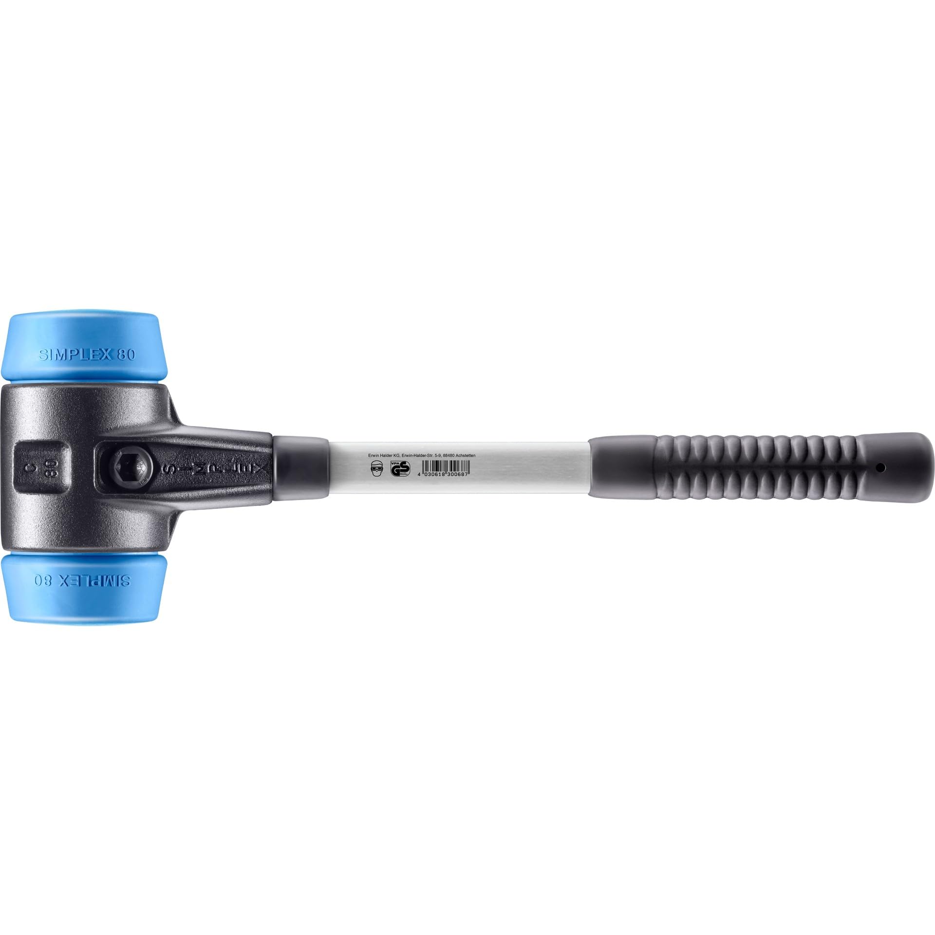 SIMPLEX Schonhammer TPE-soft 80 mm Fiberglasstiel Tempergussgehäuse