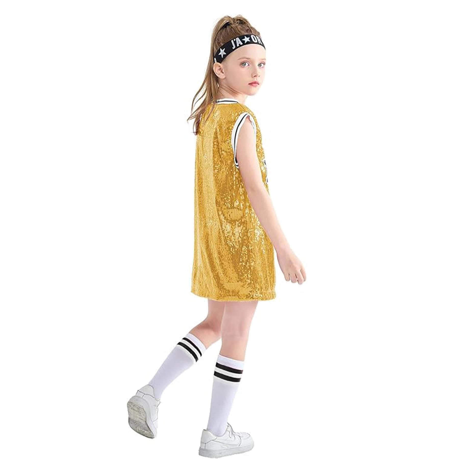 LOLANTA Costume de Danse à Paillettes pour Filles, Vêtements de Danse Hip Hop Jazz, Robe sans Manches à Paillettes Robe Débardeur