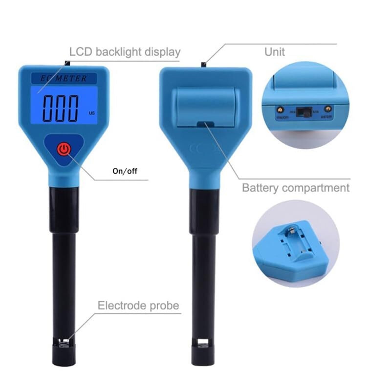 Tester 'Acqua Digitale Analizzatore di Monitoraggio della qualità del Misuratore EC per Piscine Acquari con Vita Potabile
