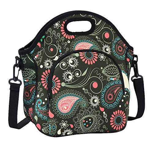 Lunch Box Neoprene F40C4TMP Washable Foldable Insulated Reusable Lunch Bag Women for Beach