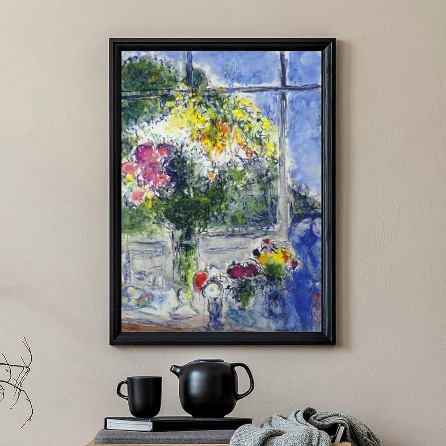 シャガール、【窓辺のイダ】、画集画、新品高級額 額装付、状態良好 シャガール、窓辺のイダ、希少画集画、新品高級額付 - メルカリ