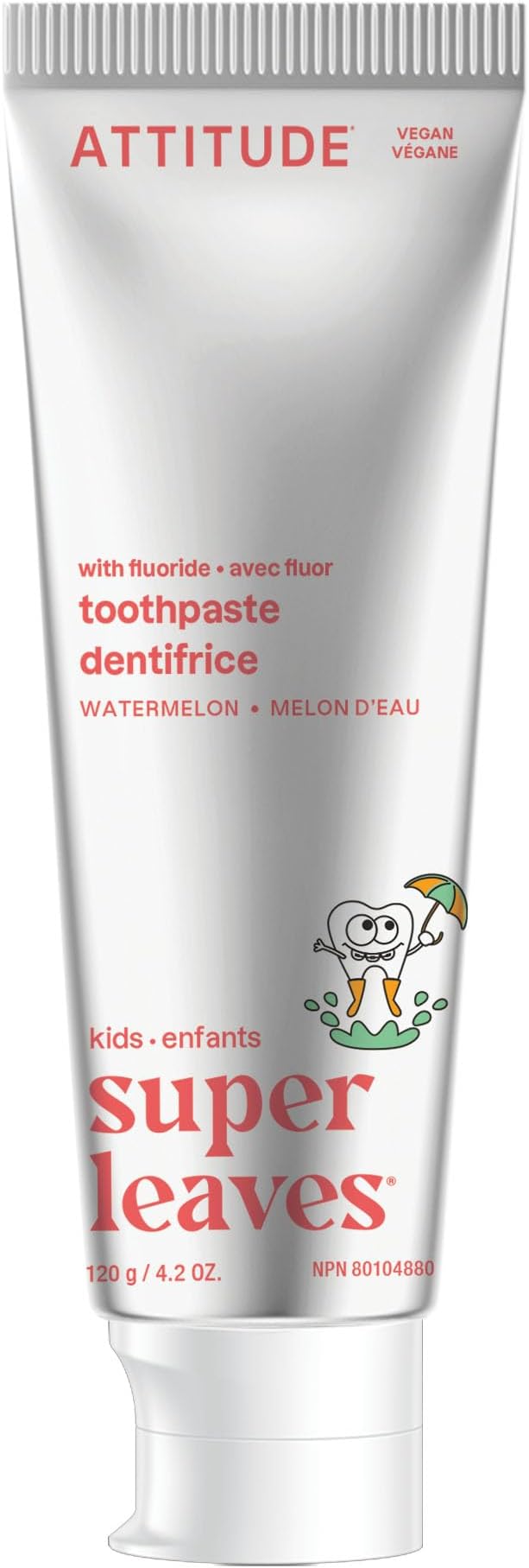 Toothpaste with Fluoride, Prevents Tooth Decay and Cavities, Vegan, Cruelty-Free and Sugar-Free, Watermelon, 4.2 Oz