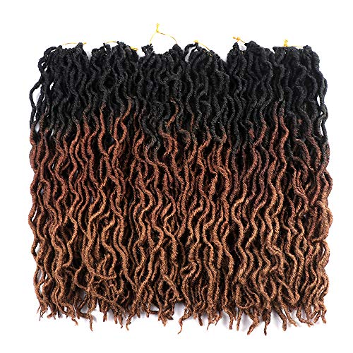 6Pcs/Lot Curly Faux Locs Crochet Hair Goddess Deep Wave Braiding Hair With Curly Ends Crochet Goddess Locs Synthetic Braiding Hair Extensions(20 inch, 1B/30/27)