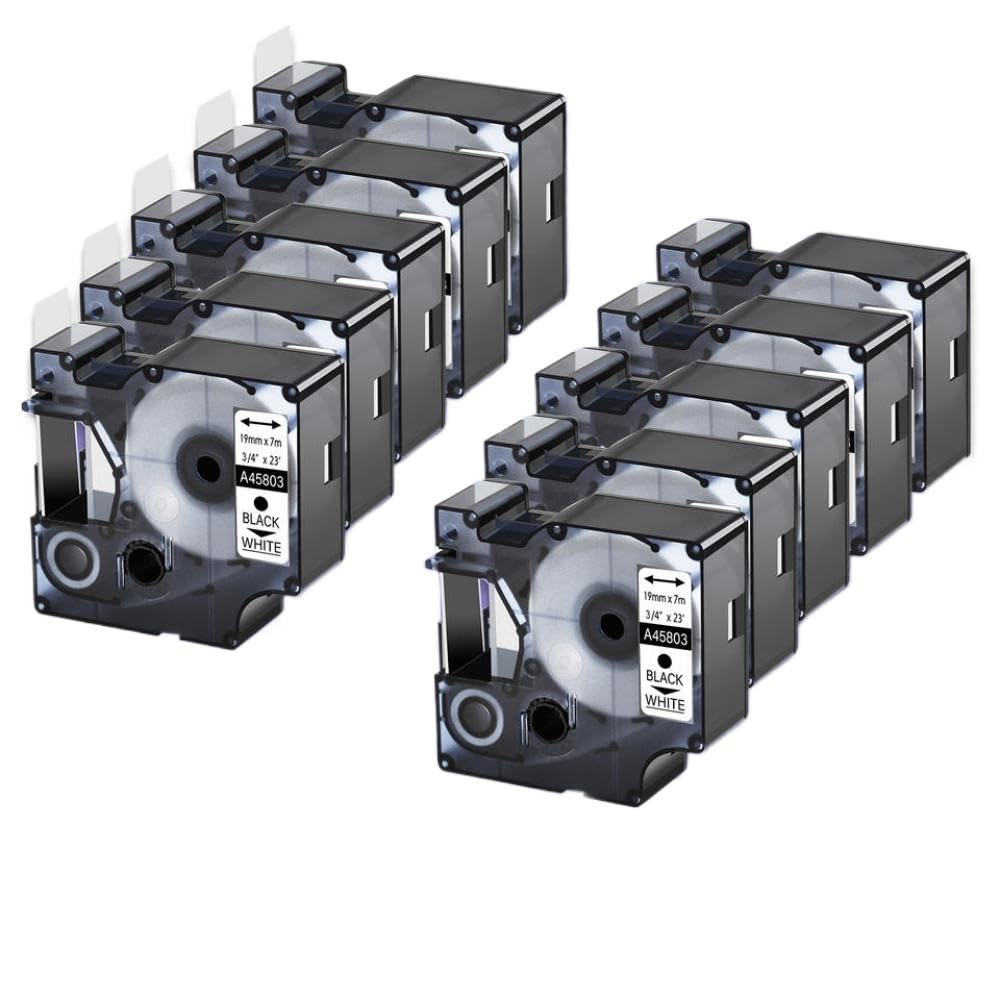 Nastro for etichette nero su bianco compatibile con D1 45803 19 mm compatibile con LabelManager 300 420P