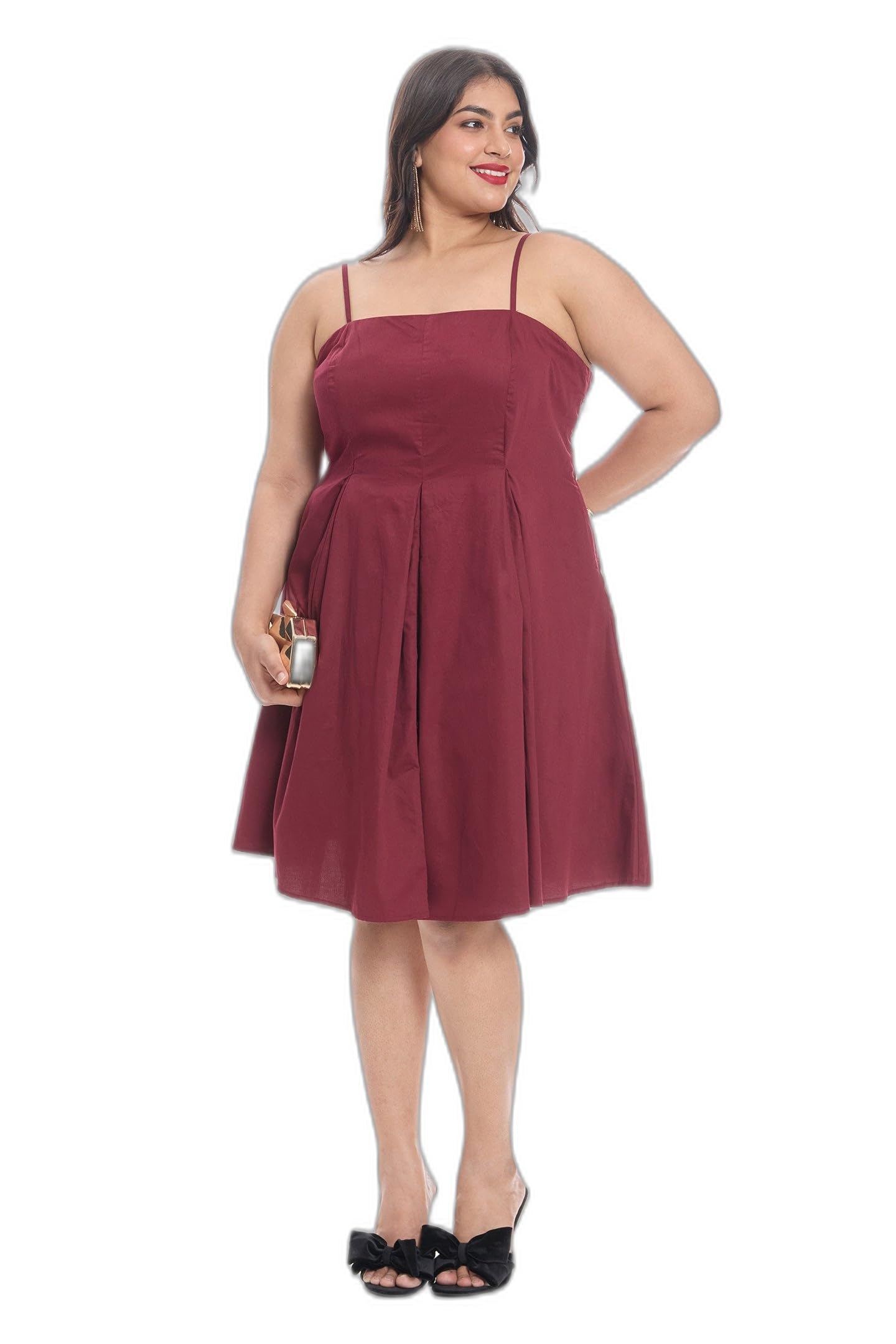 Strappy Panelled Midi Dress for Women, Stylish Western Fashion Outfit, Mini Daywear Dress for Vacation, Casual Outings, Brunch Occasion and Modern Styling-image-30