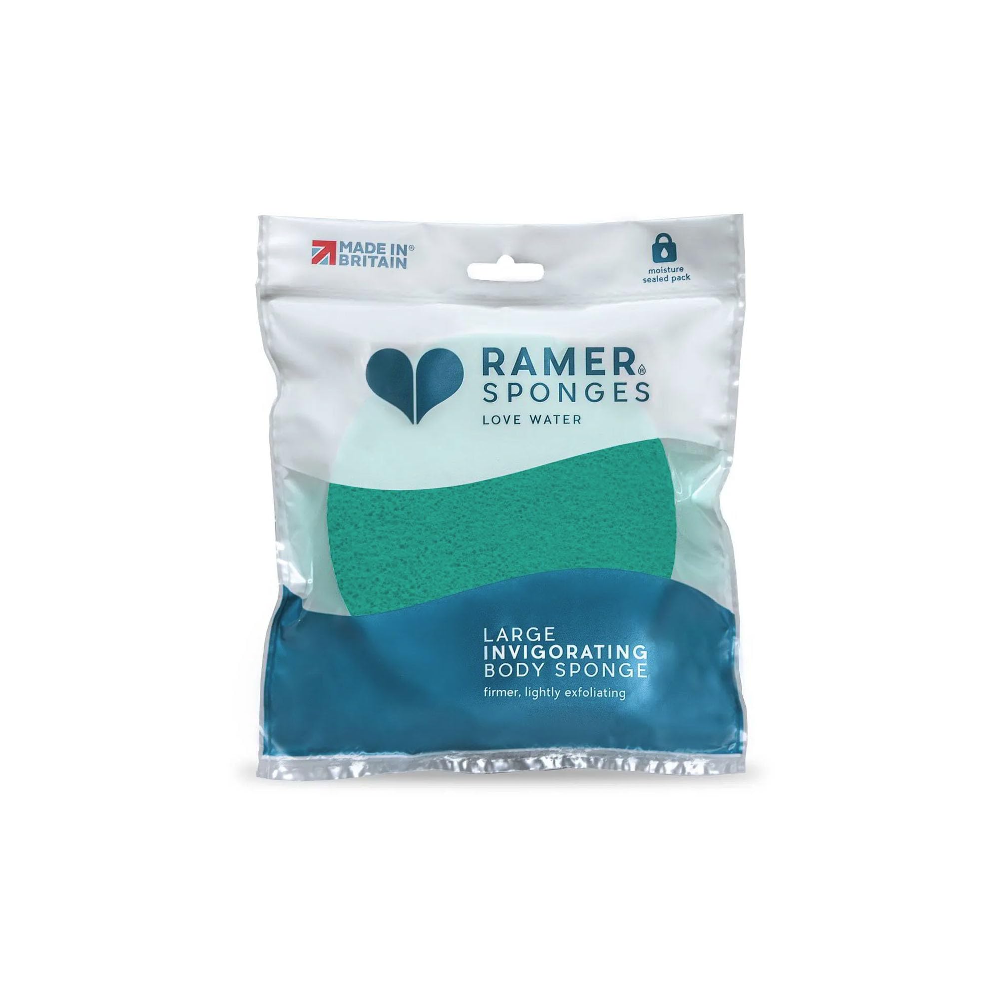 RAMERInvigorating Large Body Sponge, Exfoliating Bath Sponge - Teal