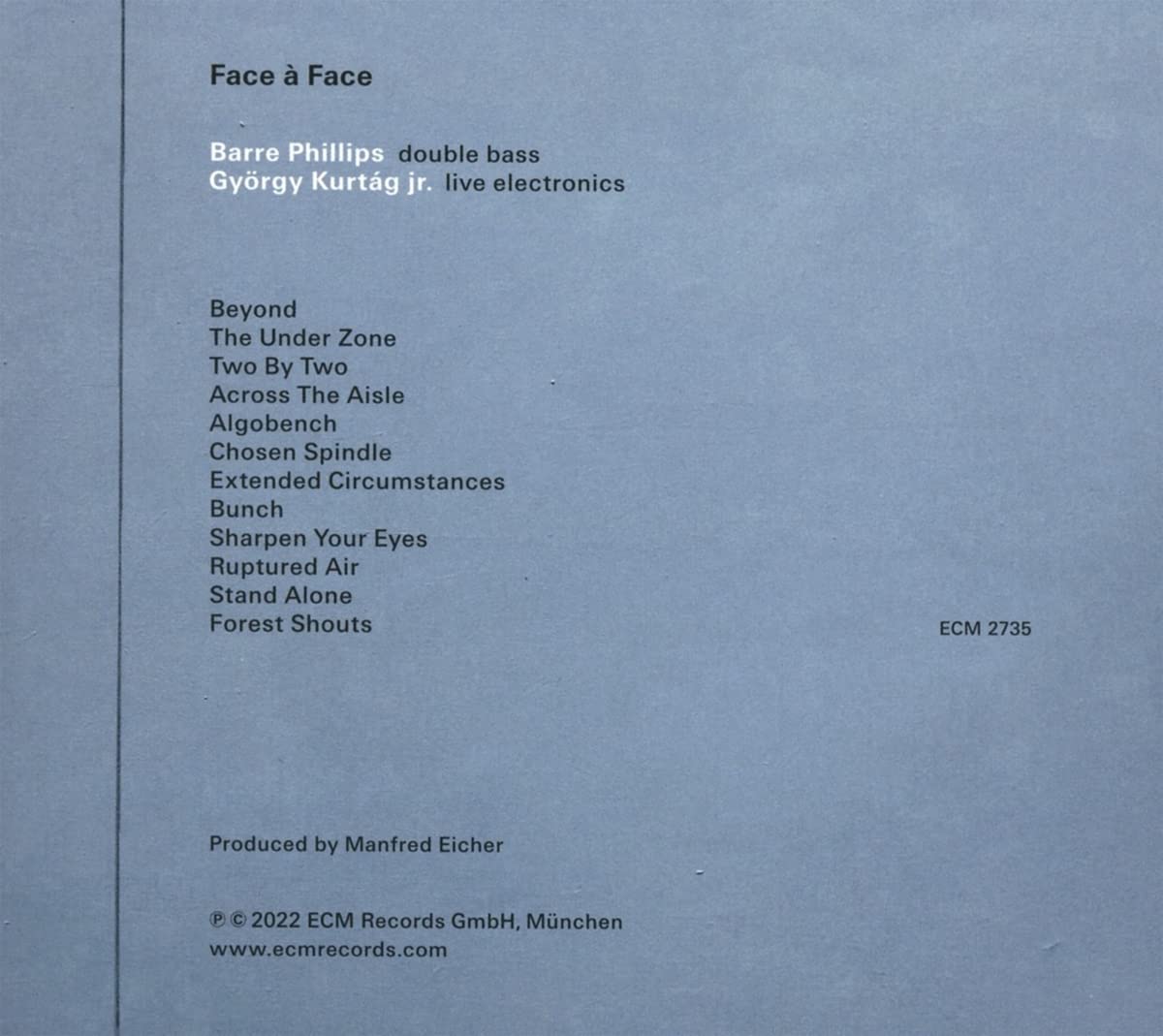 Image secondaire de Album Face À Face - Barre Phillips & György Kurtág Jr.