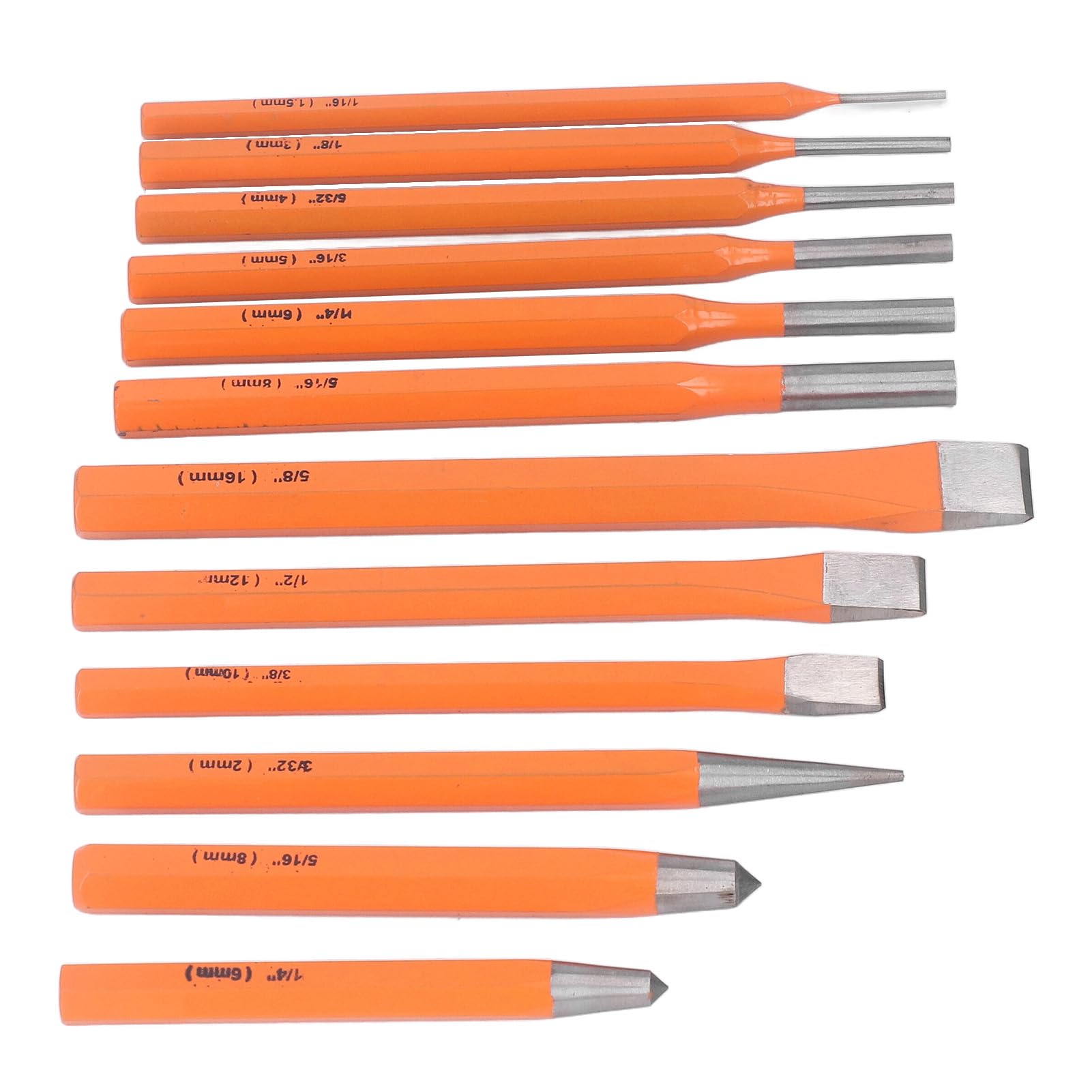 Set di scalpelli per punzonatura 12 pezzi Acciaio al cromo vanadio premium Maniglia ergonomica durevole Impugnatura antiscivolo per la lavorazione del legno Lavorazione della