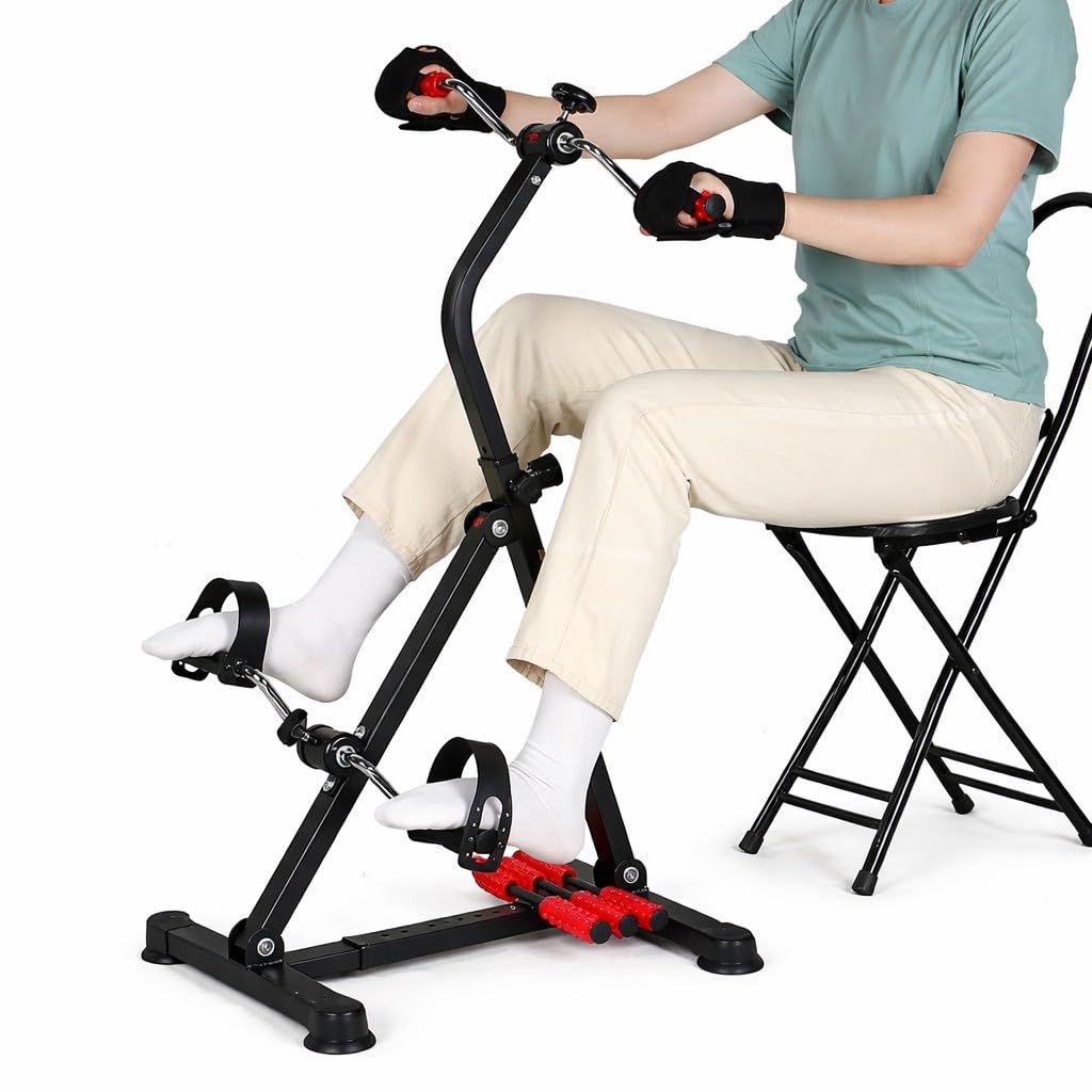 Pedal Exerciser Mini Exercise Bike with LCD Monitor – Under Desk Arm & Leg Cycle for Home Workout & Physiotherapy, Adjustable Height Portable Fitness Pedaler for Seniors, Office & Indoor Use-image-26