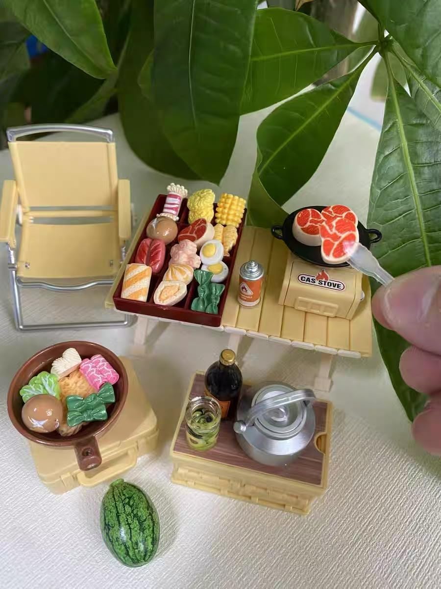 1:12 Miniature Doll Camping kit，Detailed Miniature Camping Gear Set for Adult Collectors Model Collector's Kit Miniature Scene Dioramas Photography Prop, or Desktop Display (Yellow)