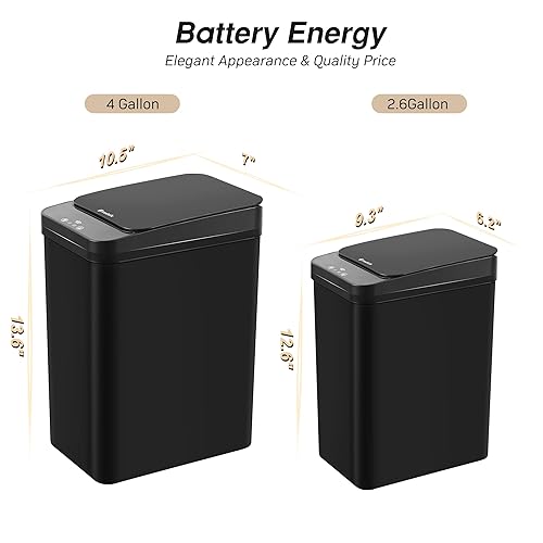 Miniatura 2 de Bote de basura pequeño sin contacto para baño, 2.6 galones y 4 galones con sensor de movimiento sin contacto, con tapa, inteligente, eléctrico,