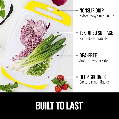 Miniatura 92 de Gorilla Grip - Tabla de cortar extragrande, mango de fácil agarre, surcos para jugos, antideslizante y gruesa. Apta para lavavajillas, no porosa