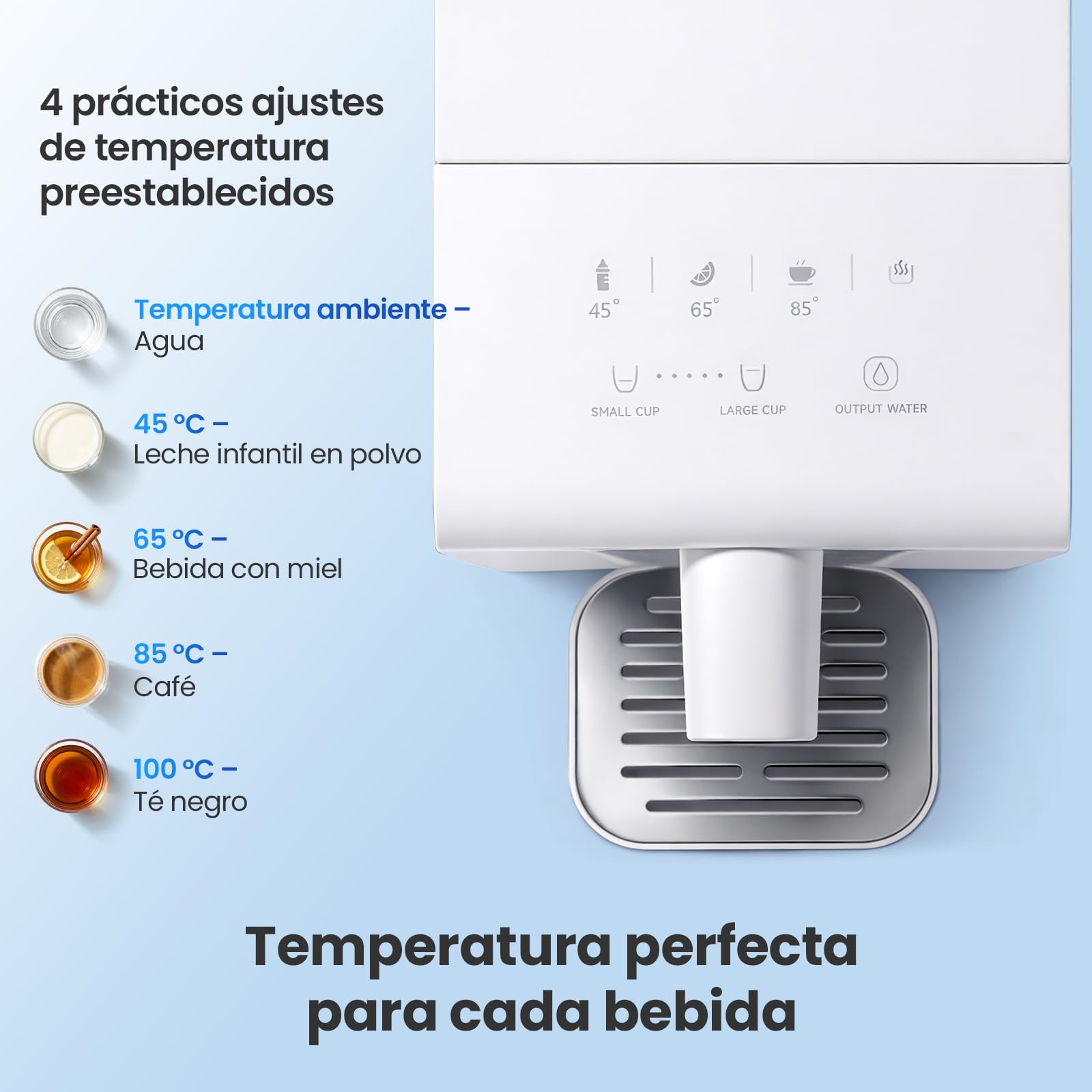 Dispensador de agua caliente, dispensador instantáneo con filtración y calefacción, 3 cartuchos filtrantes. Filtra el agua para reducir la piedra caliza, el cloro, el plomo.