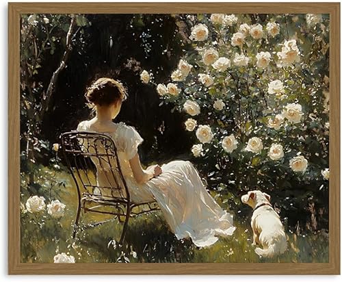 XMMPOT Lienzo enmarcado vintage para pared, decoración del hogar, impresión clásica de pintura al óleo clásica de país americano, mujer rubia