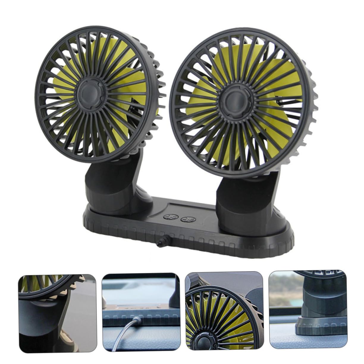 KOMBIUDA Ventilateur USB Double Tête pour Voiture Portable Ventilateur de Refroidissement à avec Angle pour Bureau Maison et Voyage
