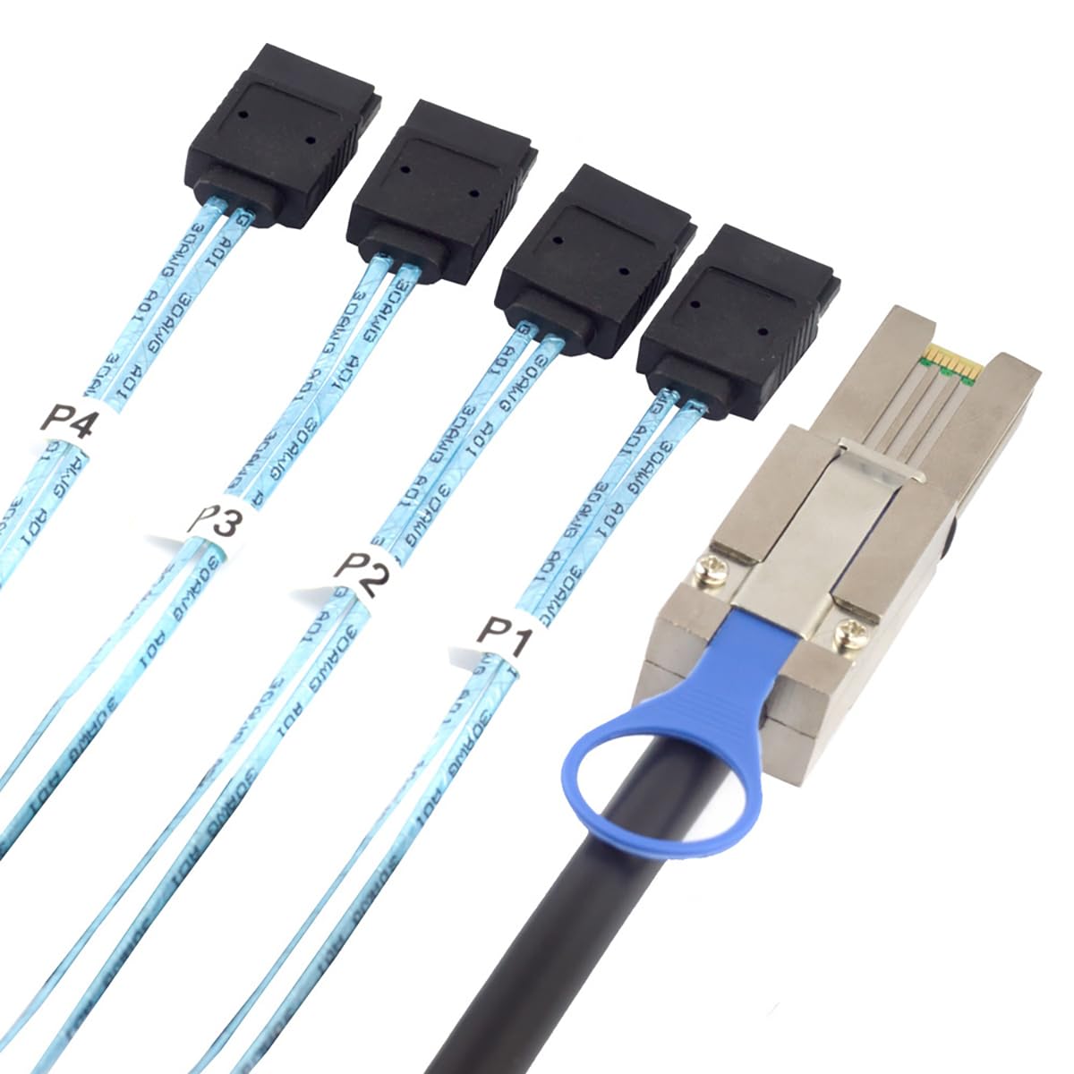 MINI SAS HD SFF-8088 do 4X SATA 7-pinowy kabel, 0,5 m/1 m/2 m/3 m, szybki kabel do serwera, dysk twardy 6 Gb/s, kompatybilny z serwerami, rozszerzeniem pamięci, kontrolerem RAID, stacjami