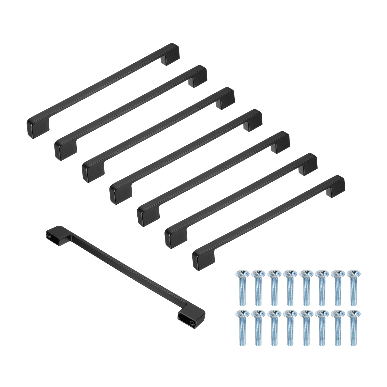 Poignées d'armoire de cuisine 224mm lot de 8 boutons noirs en alliage de zinc pour meuble