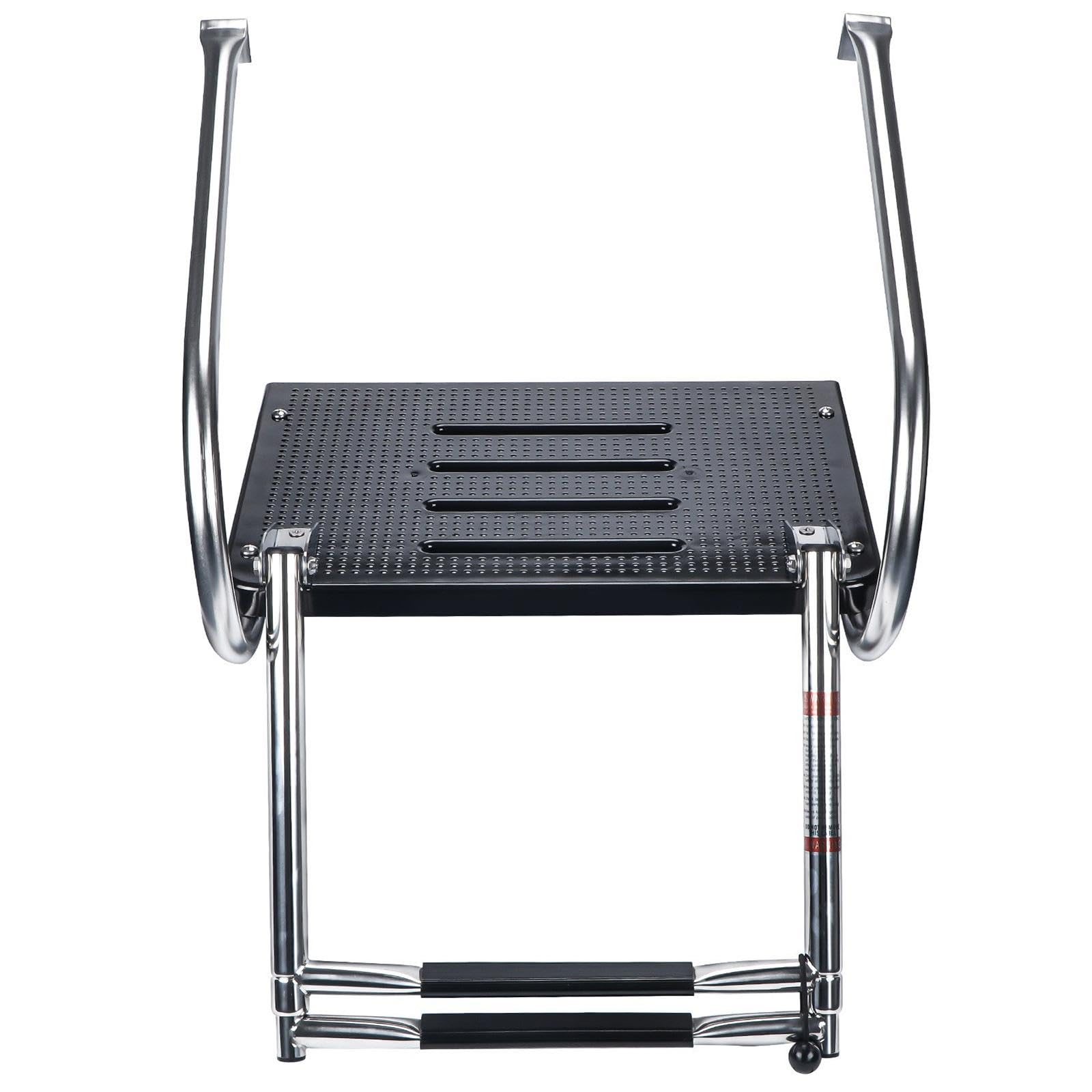 Yiju 2 Steps Boat Ladder Folding Ladder Premium Accessory Non Slip Replace Swim Ladders Wide Steps Detachable Stainless Steel, Black