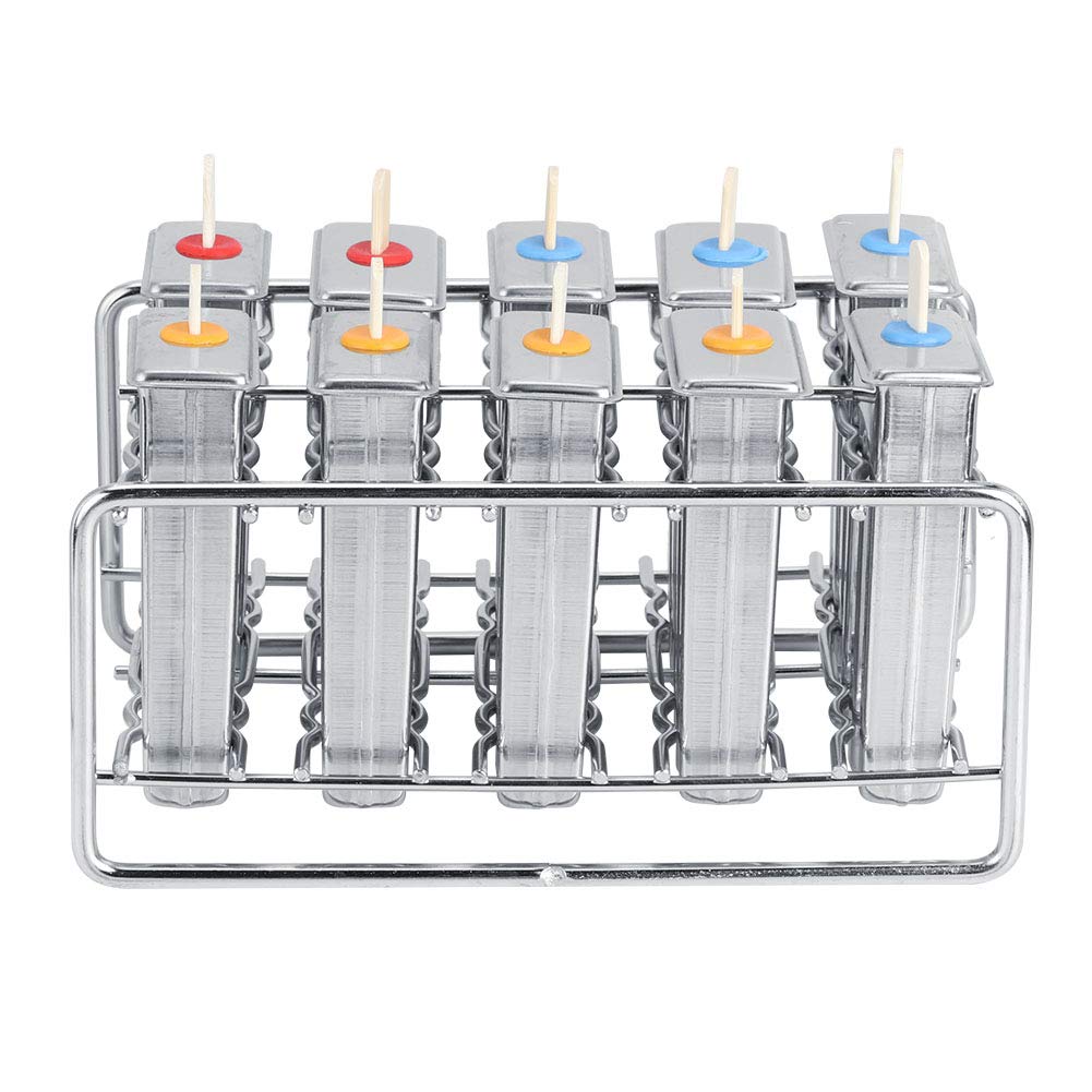 Juego de Moldes para Helado, Herramienta Duradera de Acero Inoxidable para Hacer Paletas en Casa, Kit Completo con 10 Moldes, 10 Tapas y Más, Perfecto para Delicias de Verano