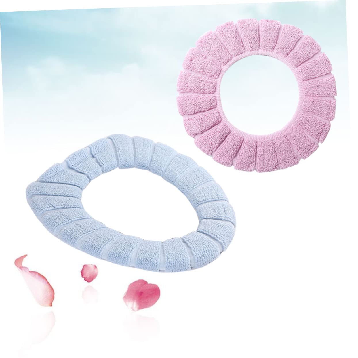 KONTONTY Soft Toilet Seat Covers 2pcs Stretchable Washable Warm Easy to Install